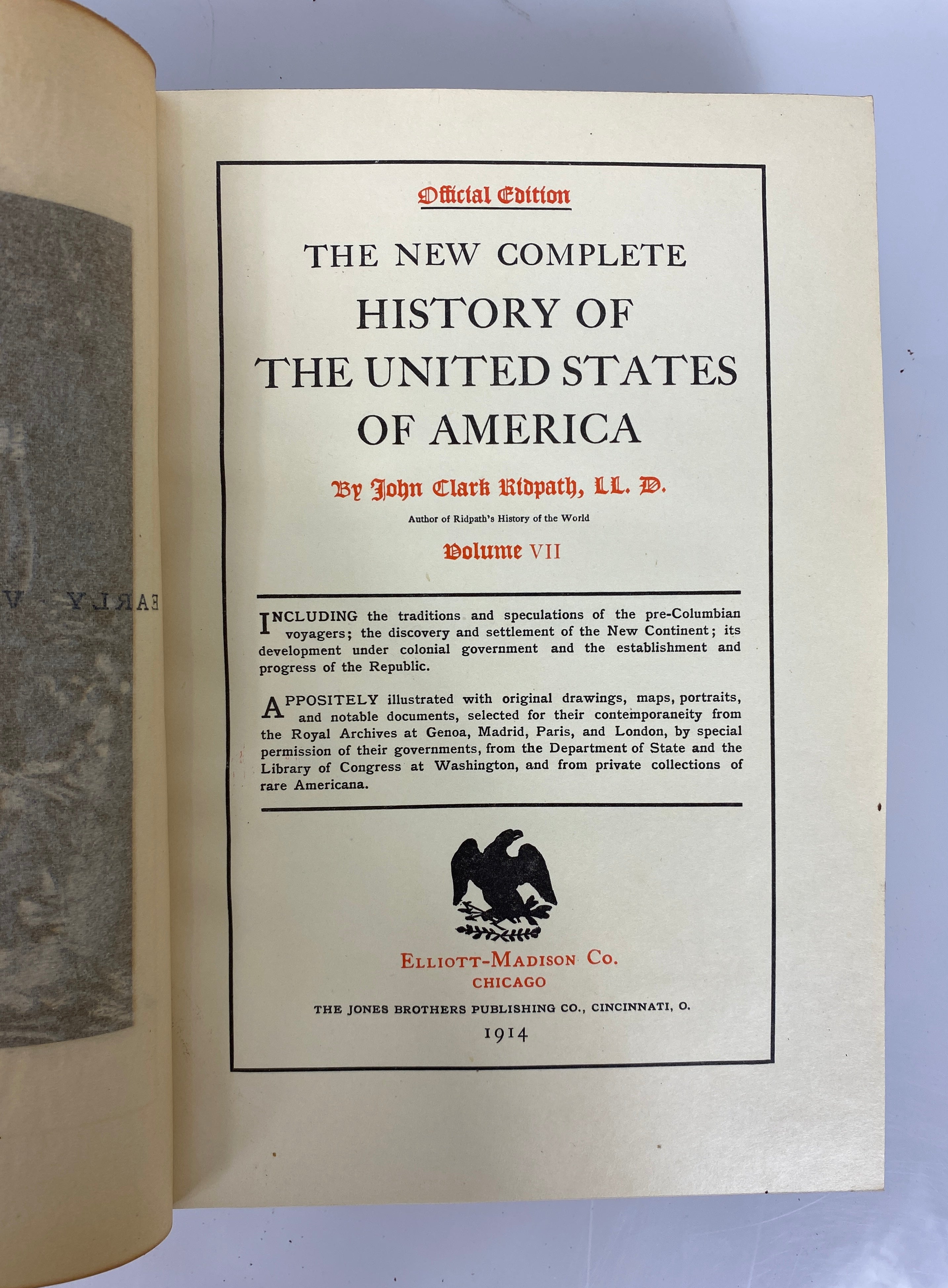5 Vols: History of the United States by Ridpath (5,7,9,10,12) 1914 Antique HC
