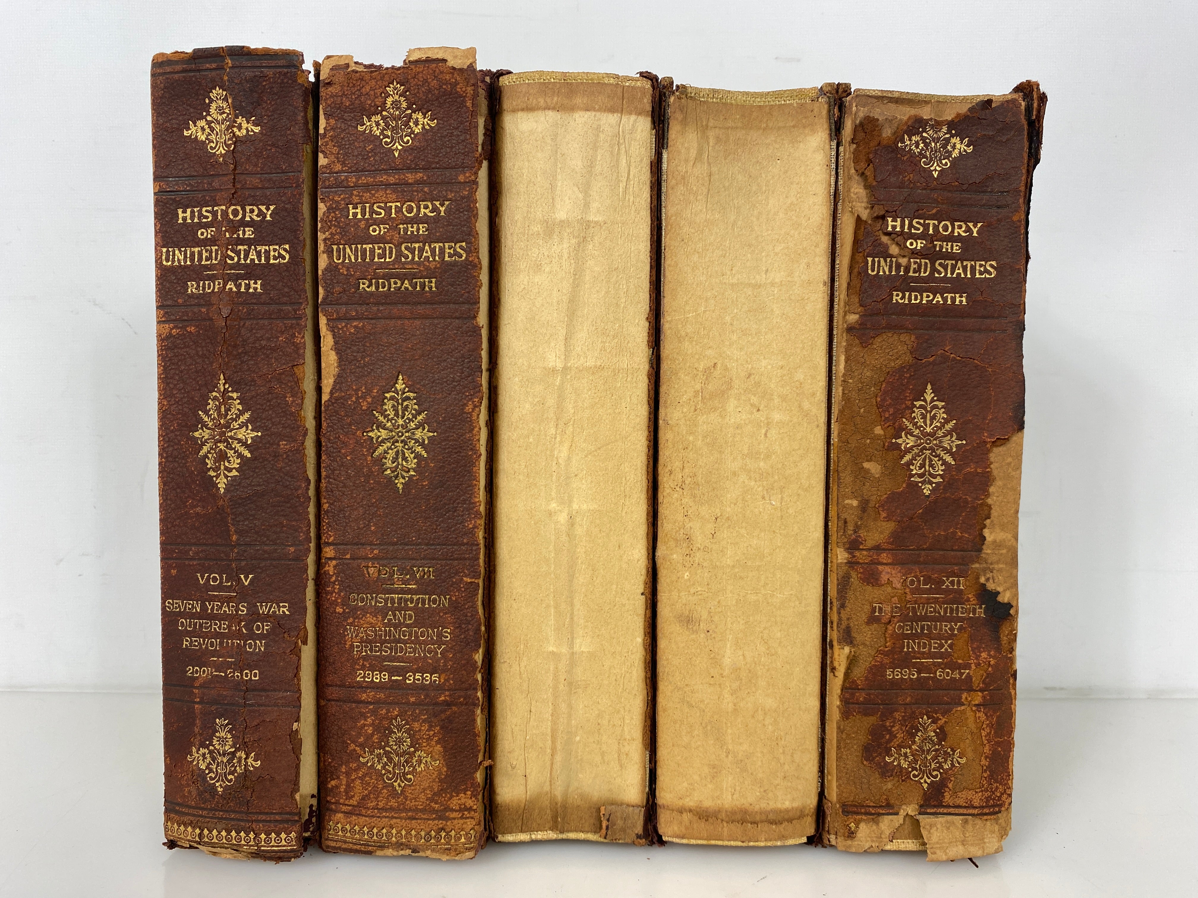 5 Vols: History of the United States by Ridpath (5,7,9,10,12) 1914 Antique HC