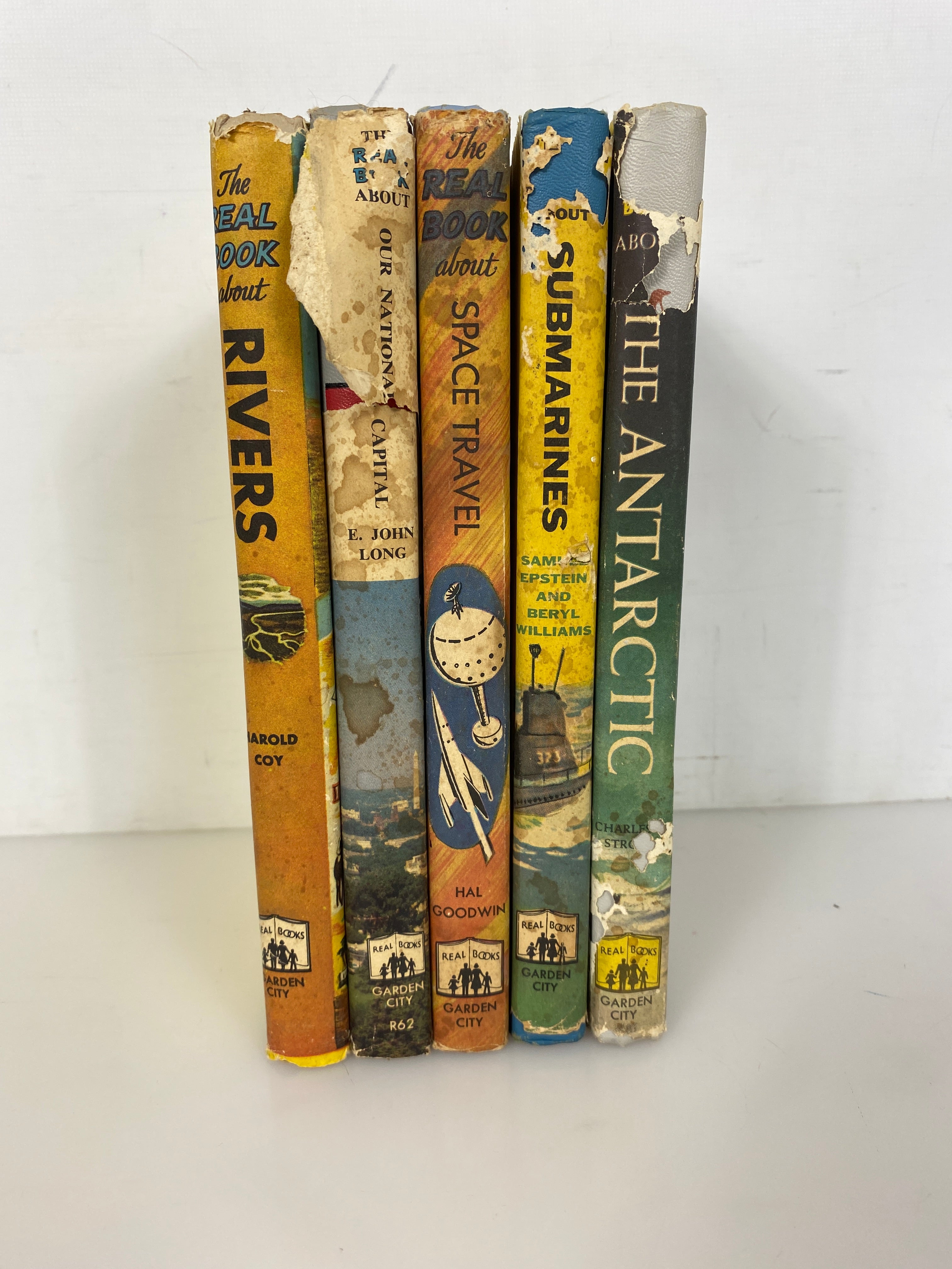 5 Vtg The Real Book About...Space/Submarines/Rivers/The Antarctic/Capital HCDJ