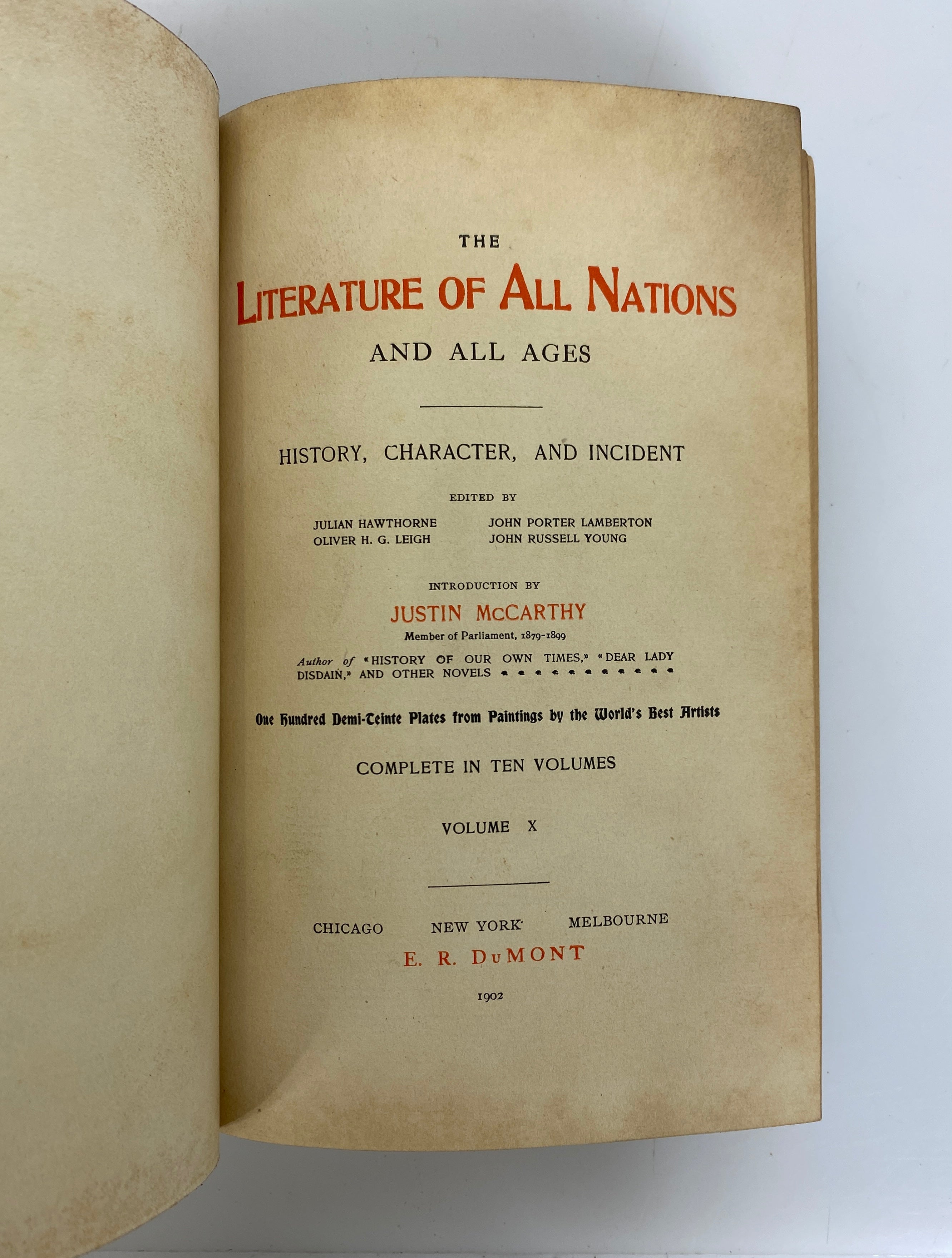 6 Antiques Volumes: The Literature of All Nations & All Ages 1902 HC