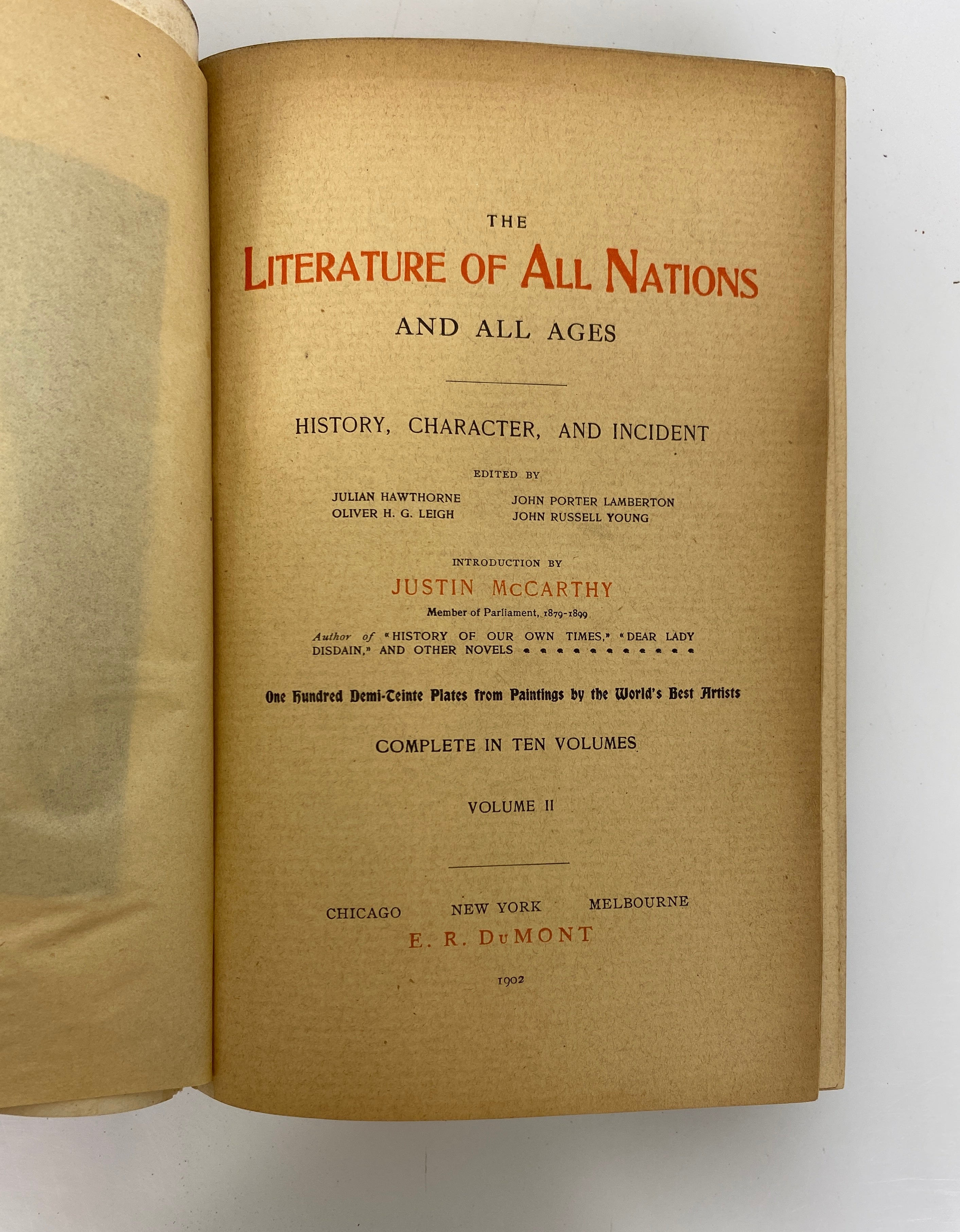 6 Antiques Volumes: The Literature of All Nations & All Ages 1902 HC