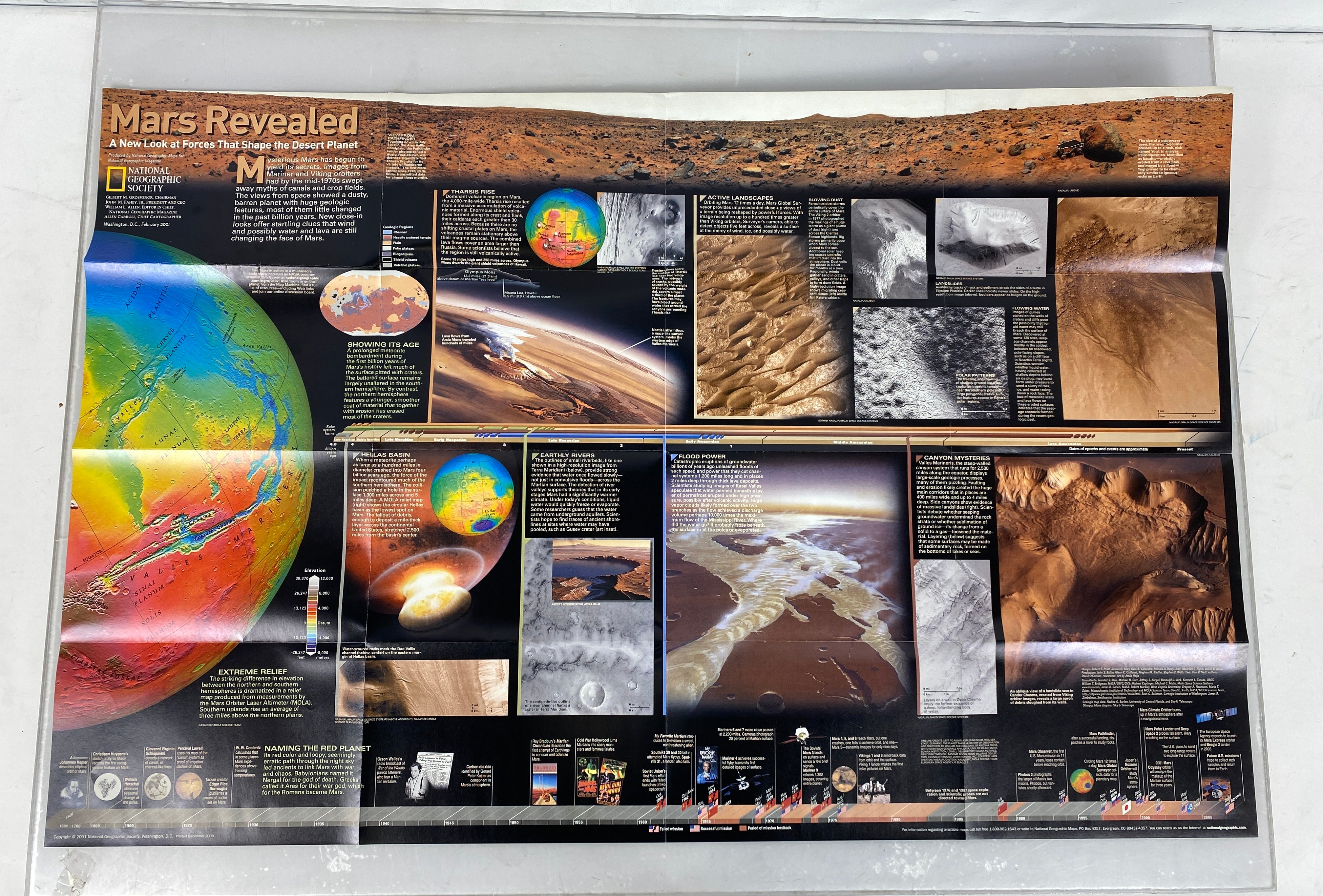 6 National Geographic Maps/Posters incl Moon Landing/Mars/The Heavens