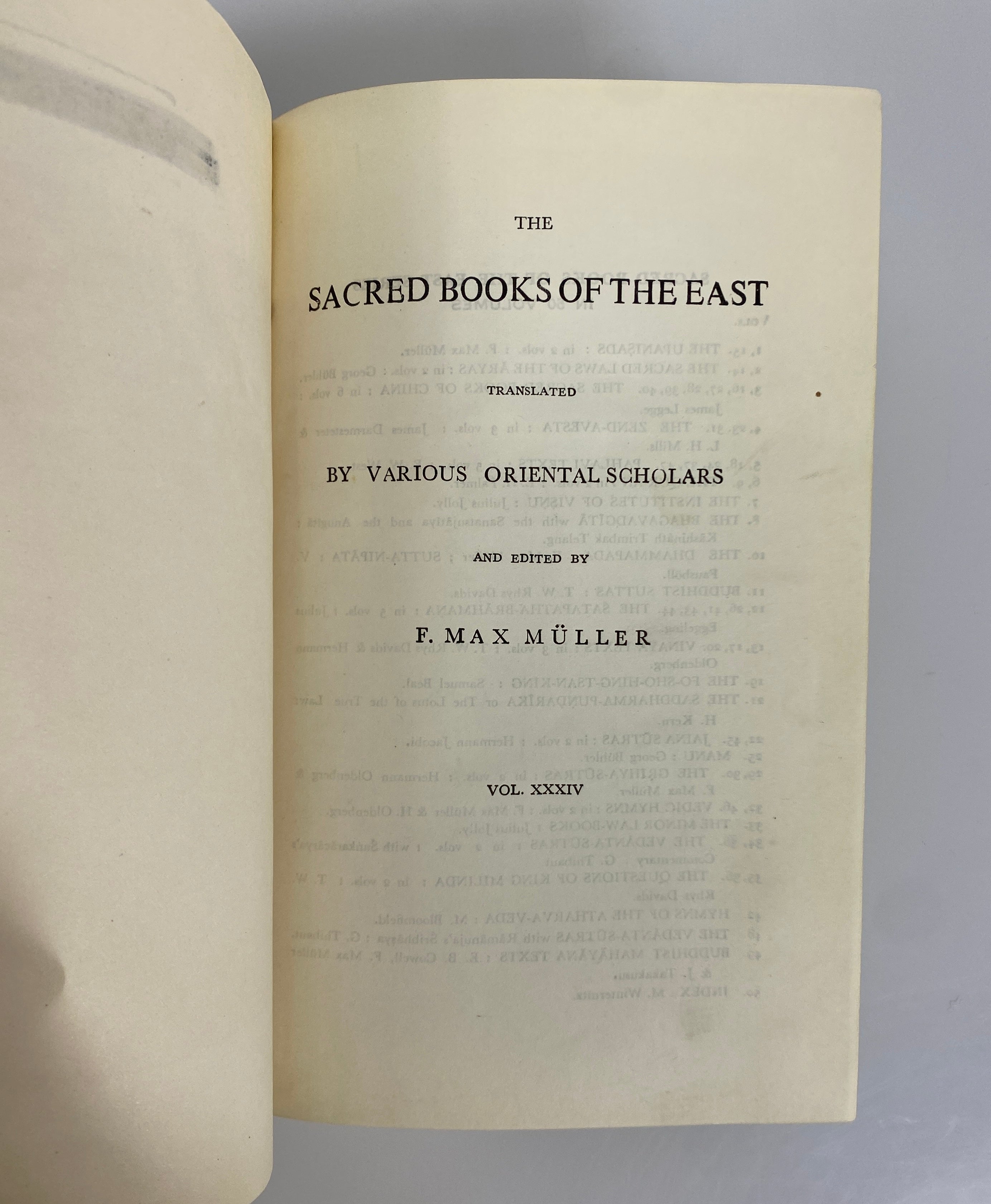 6 Vols: Sacred Books of the East by Max Muller 1966-68 Ex-Library HC