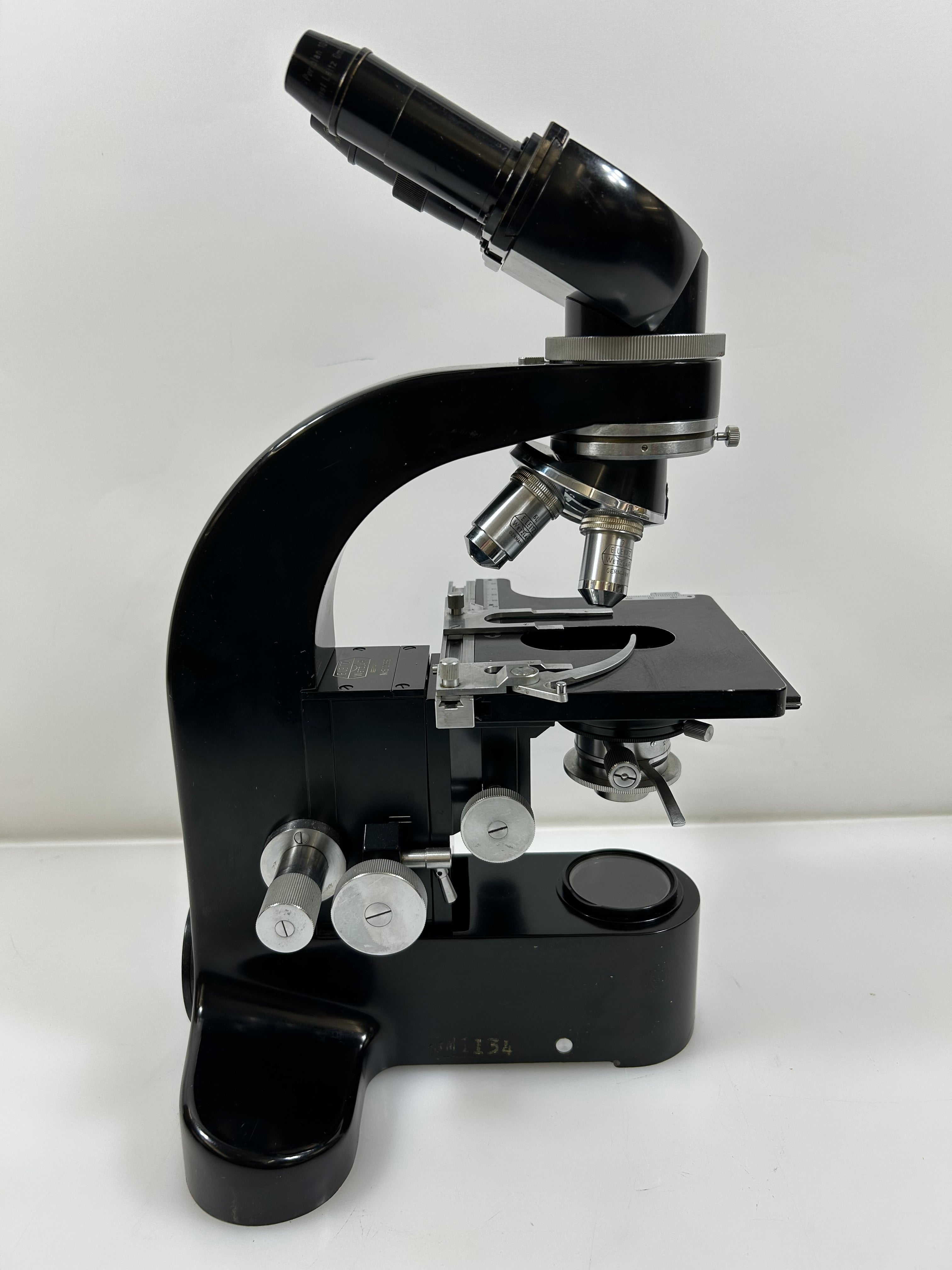 Vintage Leitz Laborlux II Binocular Microscope with Wood Case
