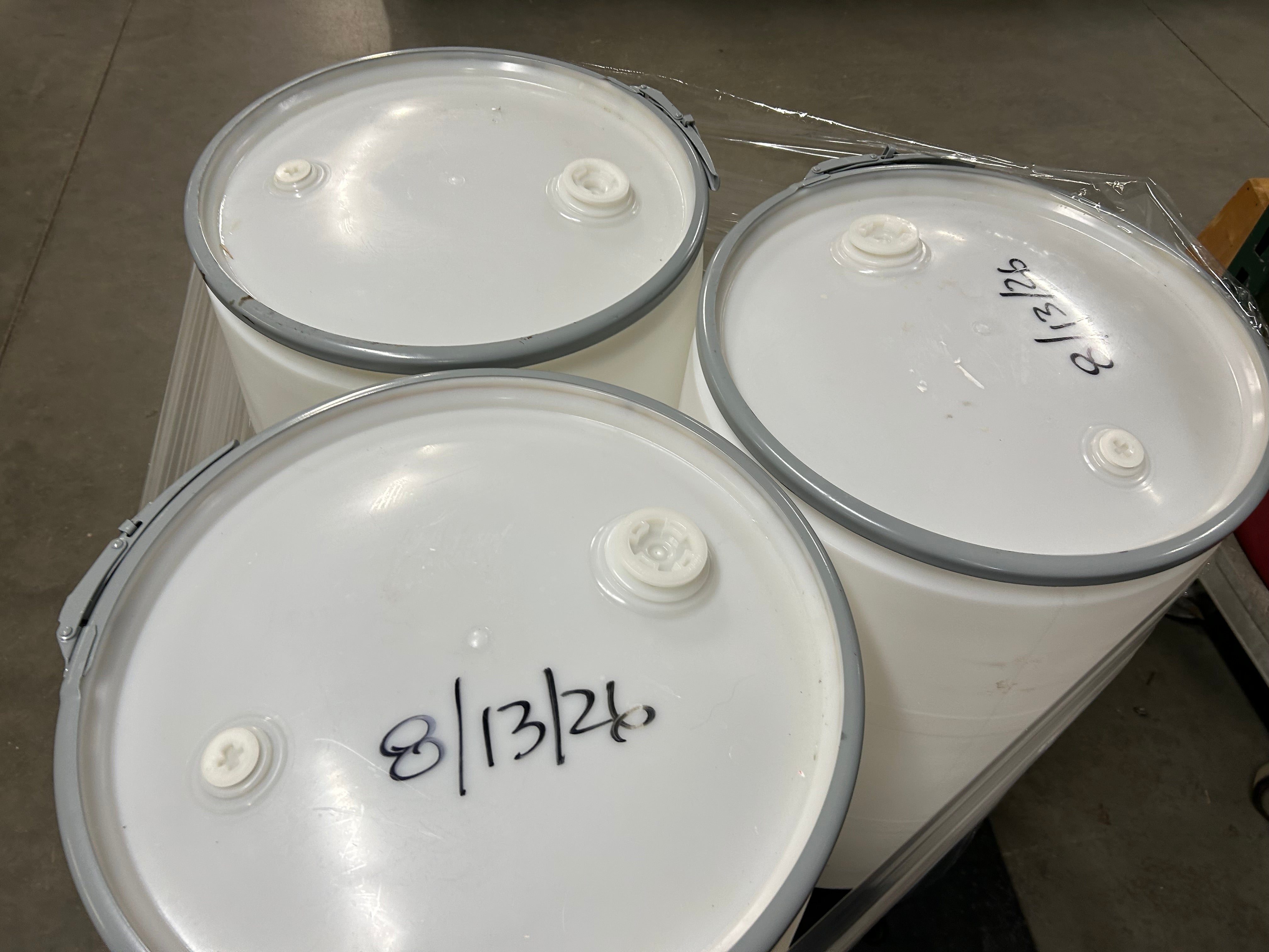 Lot of 3 - 55 Gallon Drums with Lids and Clamps #2