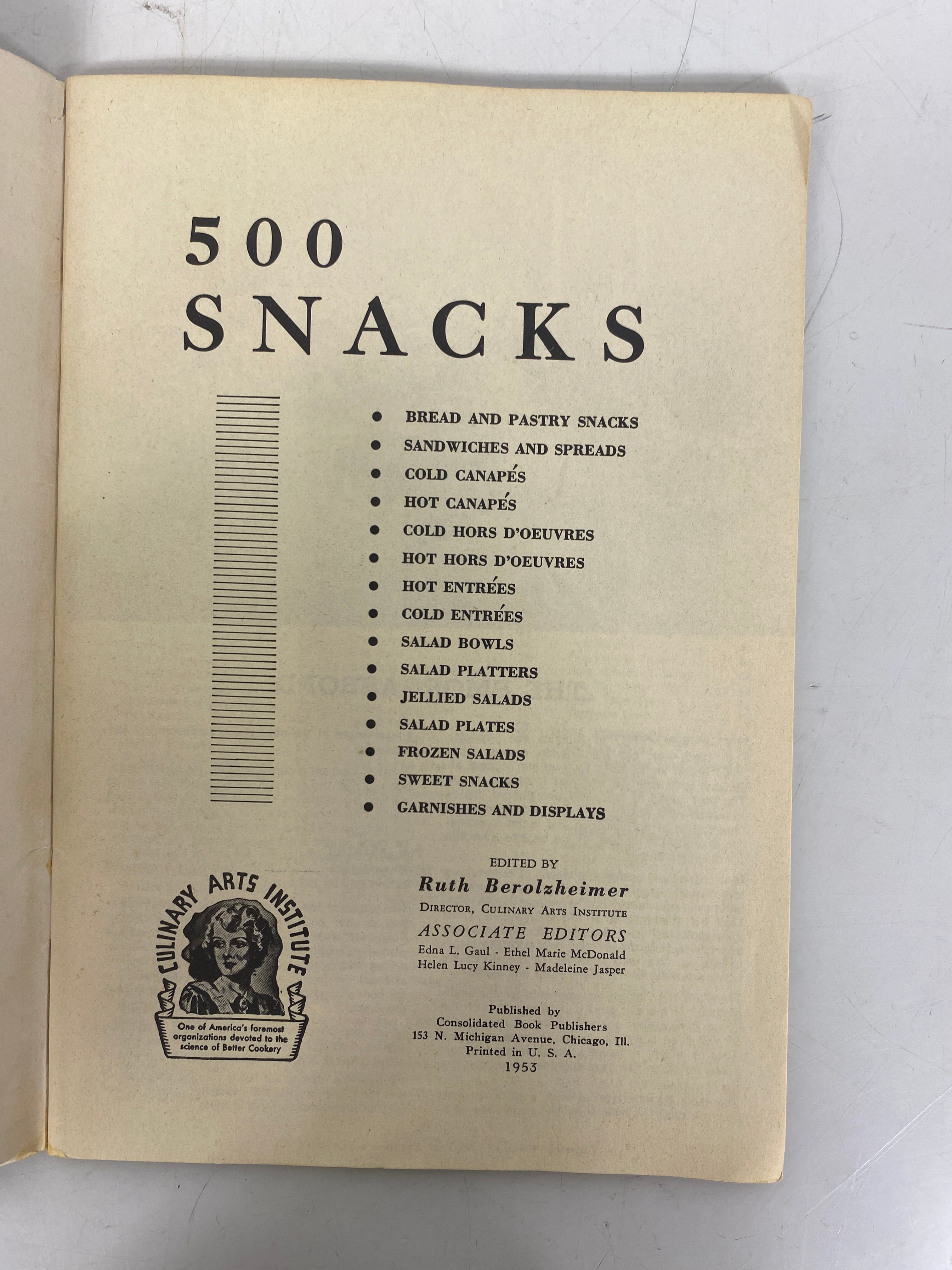 7 Vintage Culinary Arts Institute Books incl Cake/Salads/Snacks/Sandwiches SC