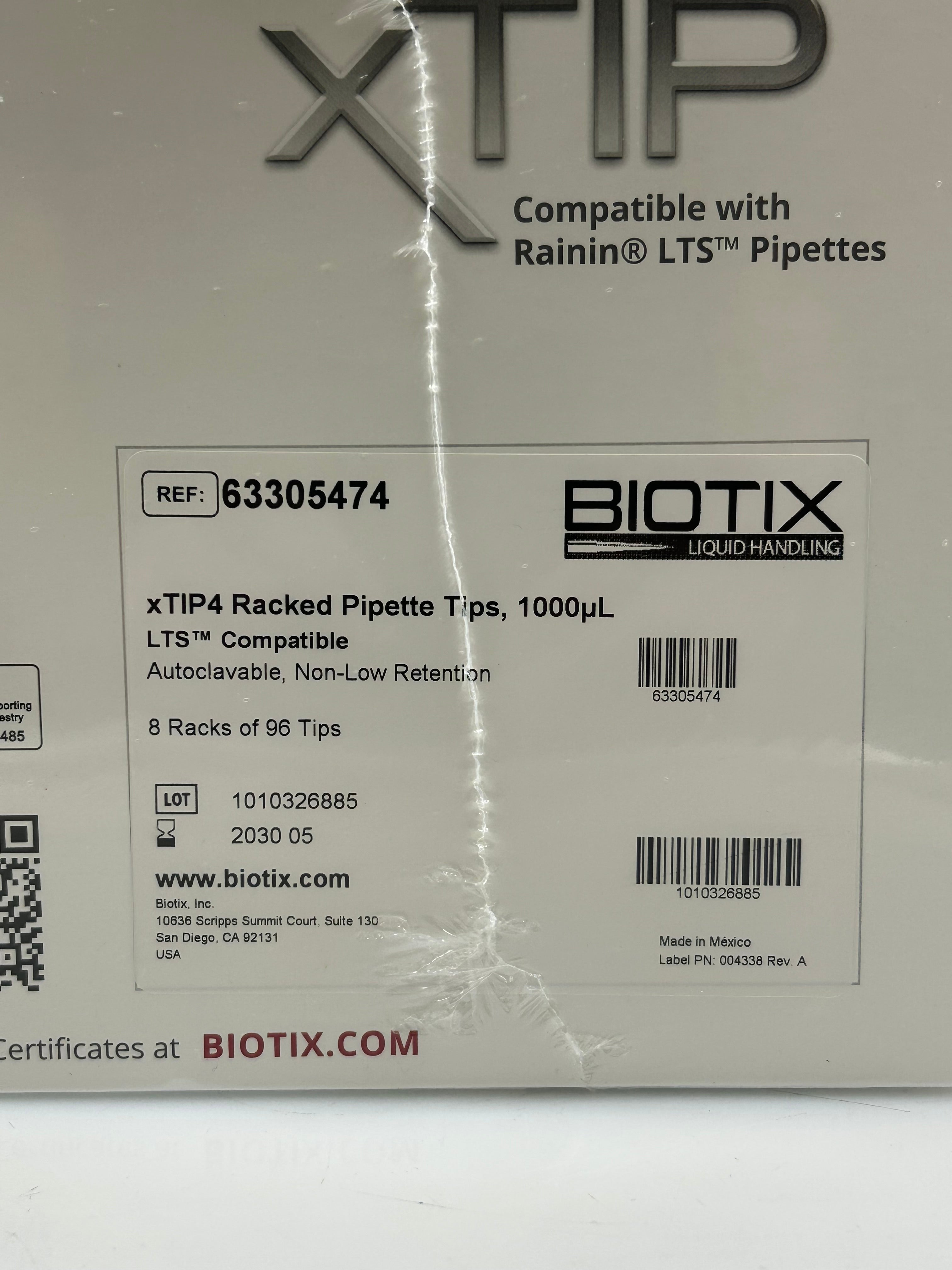 Biotix XTIP4 Racked Pipette tips