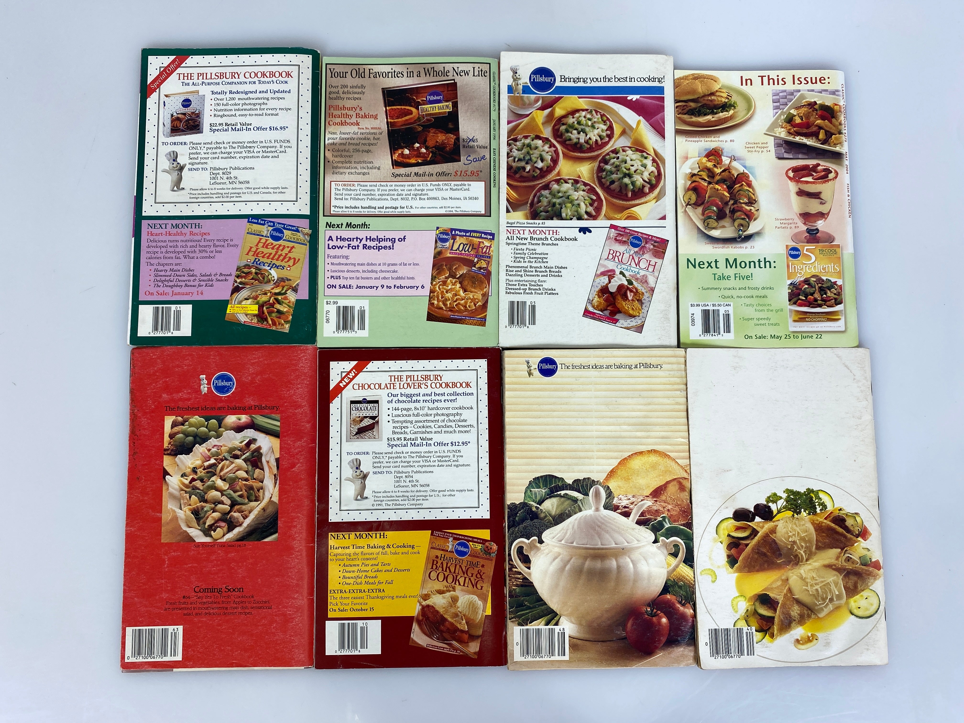 8 Pillsbury Recipe Magazines incl Money Saving Meals/Dinner in Minutes 1984-2004