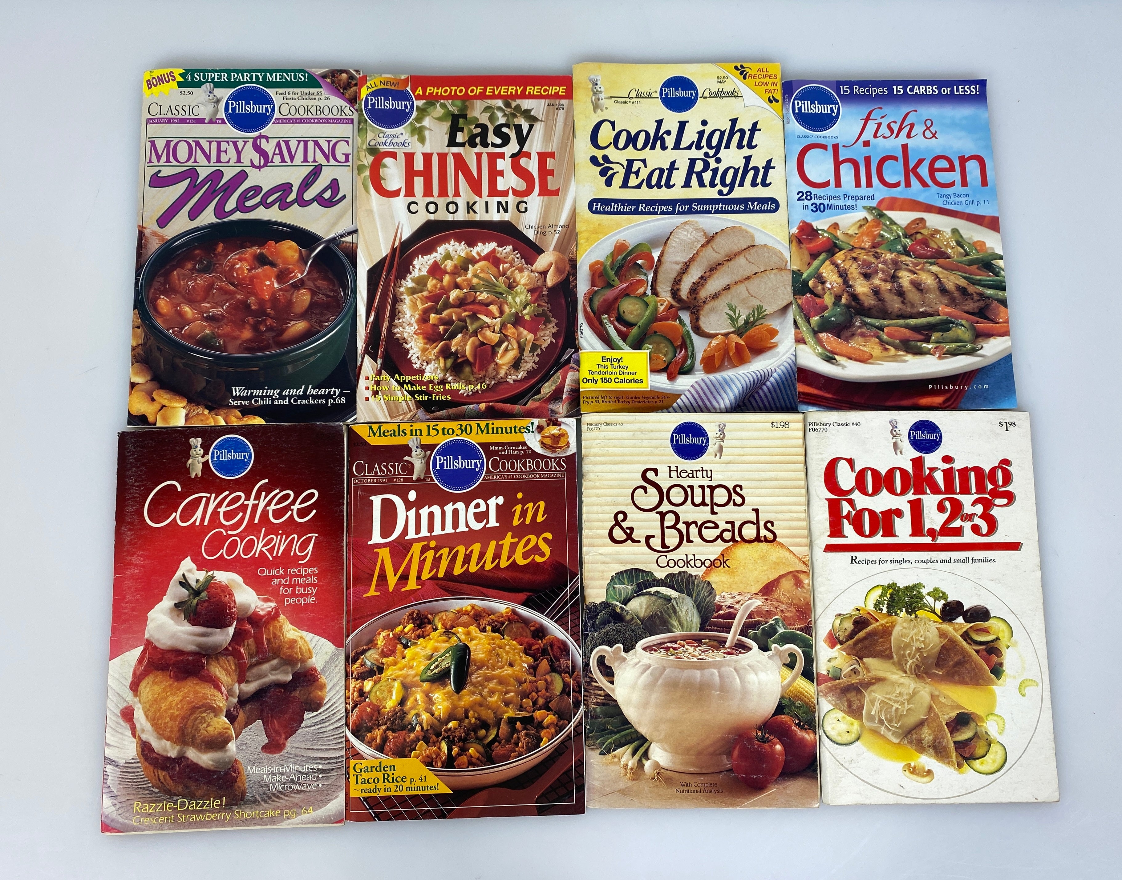 8 Pillsbury Recipe Magazines incl Money Saving Meals/Dinner in Minutes 1984-2004