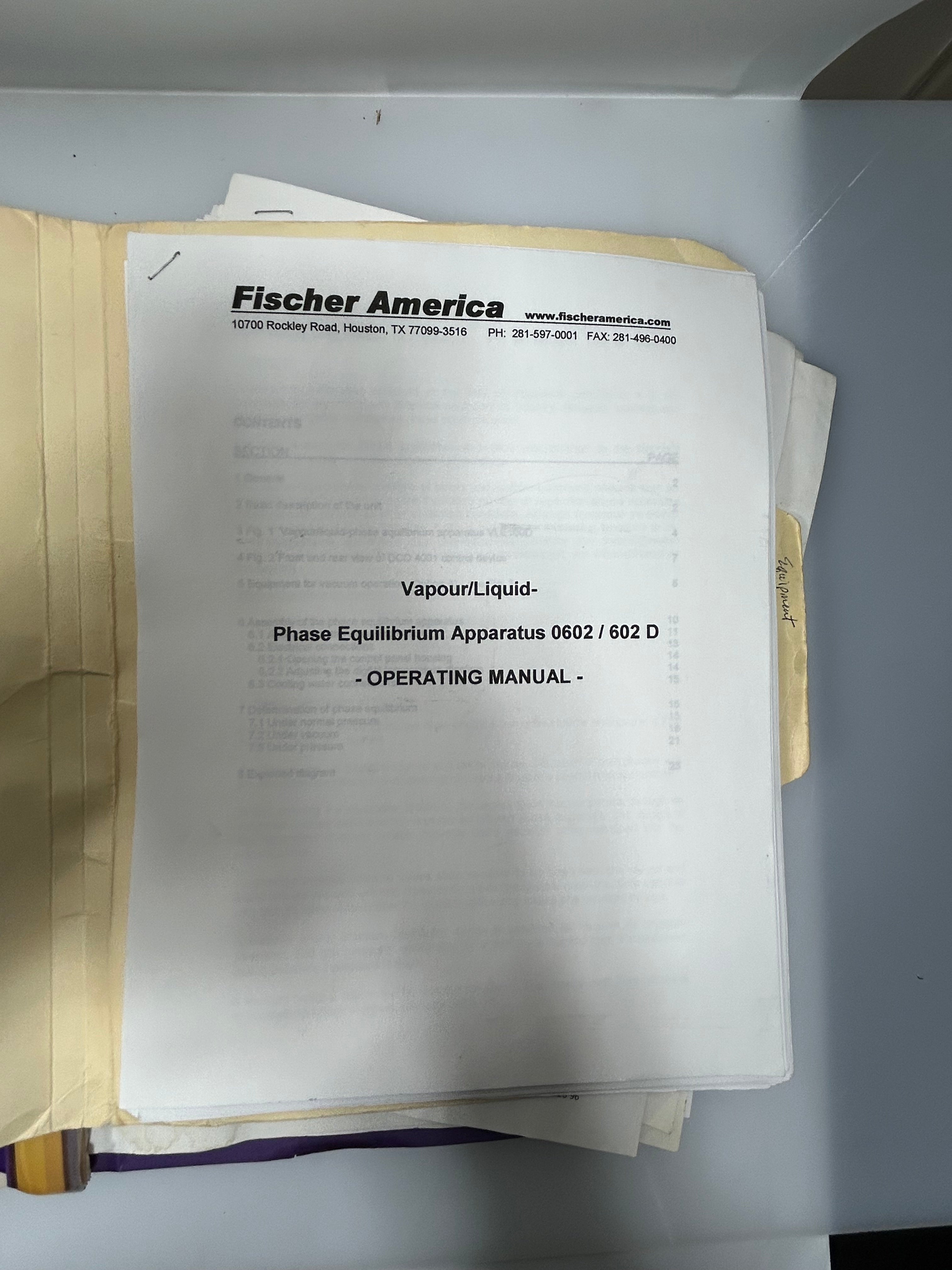 Fischer America Vapor-Liquid Equilibrium Apparatus with Vacuum Pump