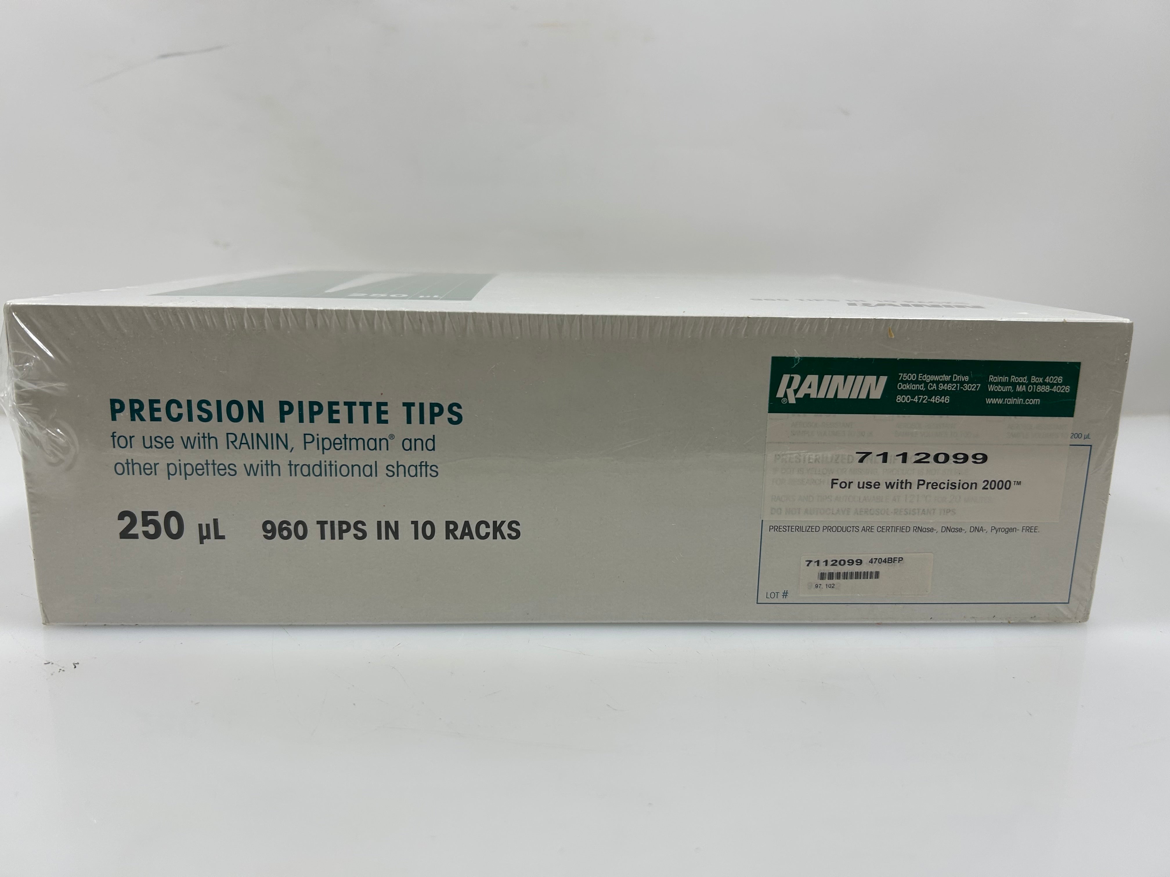 Rainin Precision Pipette Tips 250µL 960 tips in 10 Racks * New in Packaging*