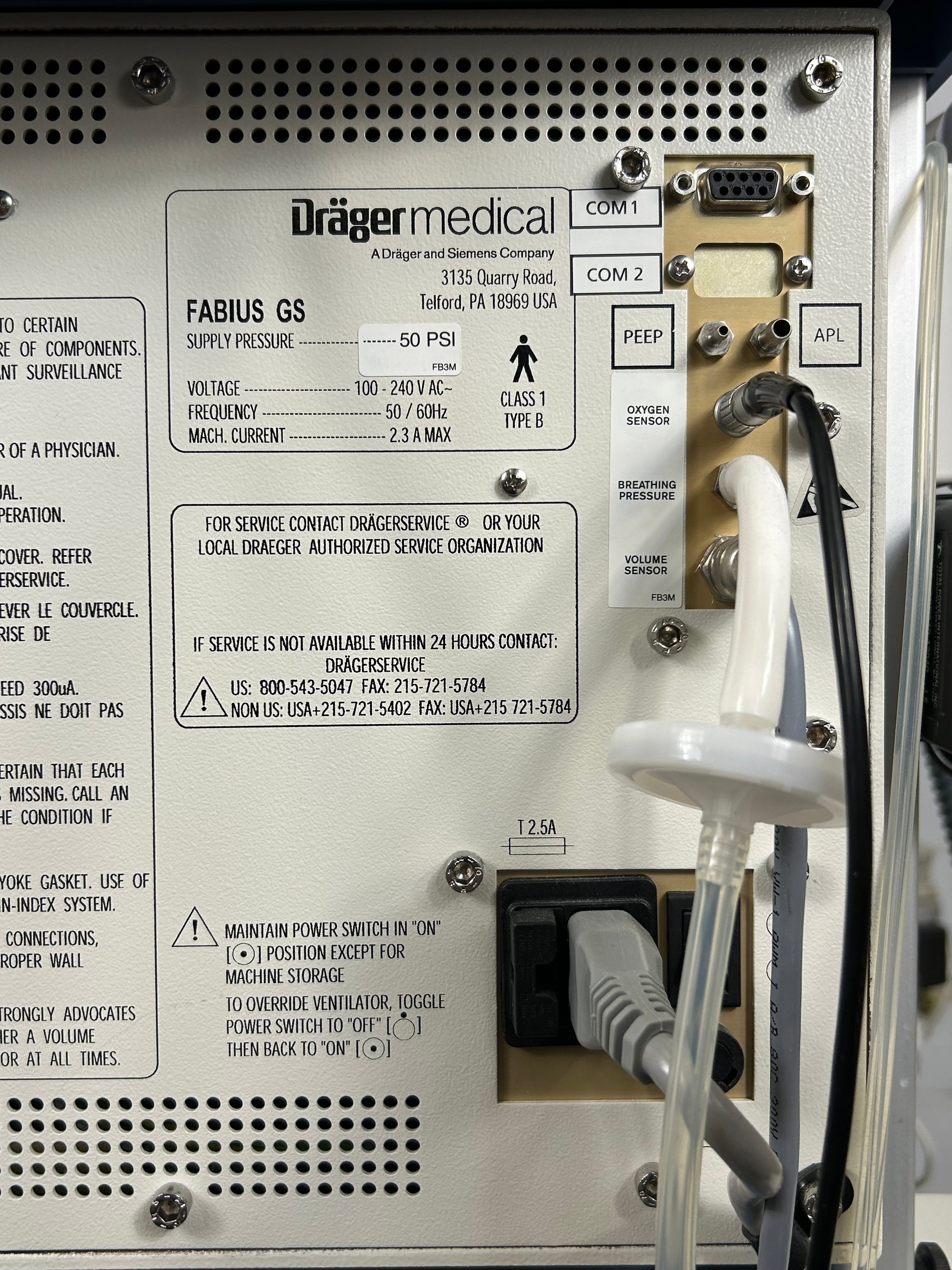 Drager Fabius GS Anesthsia Machine