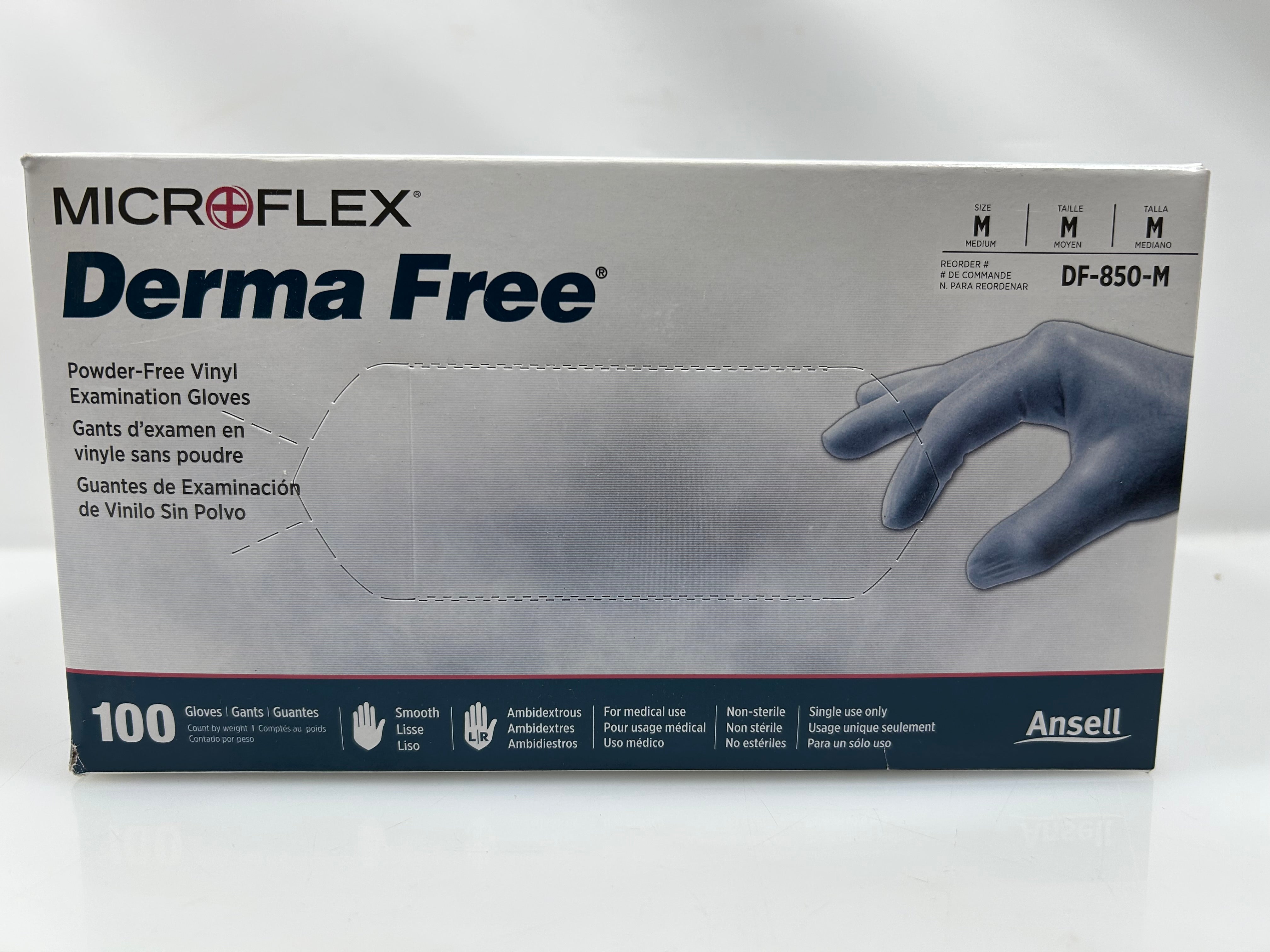 Ansell Microflex Derma Free Vinyl Examination Gloves Size Medium *3 Pack*