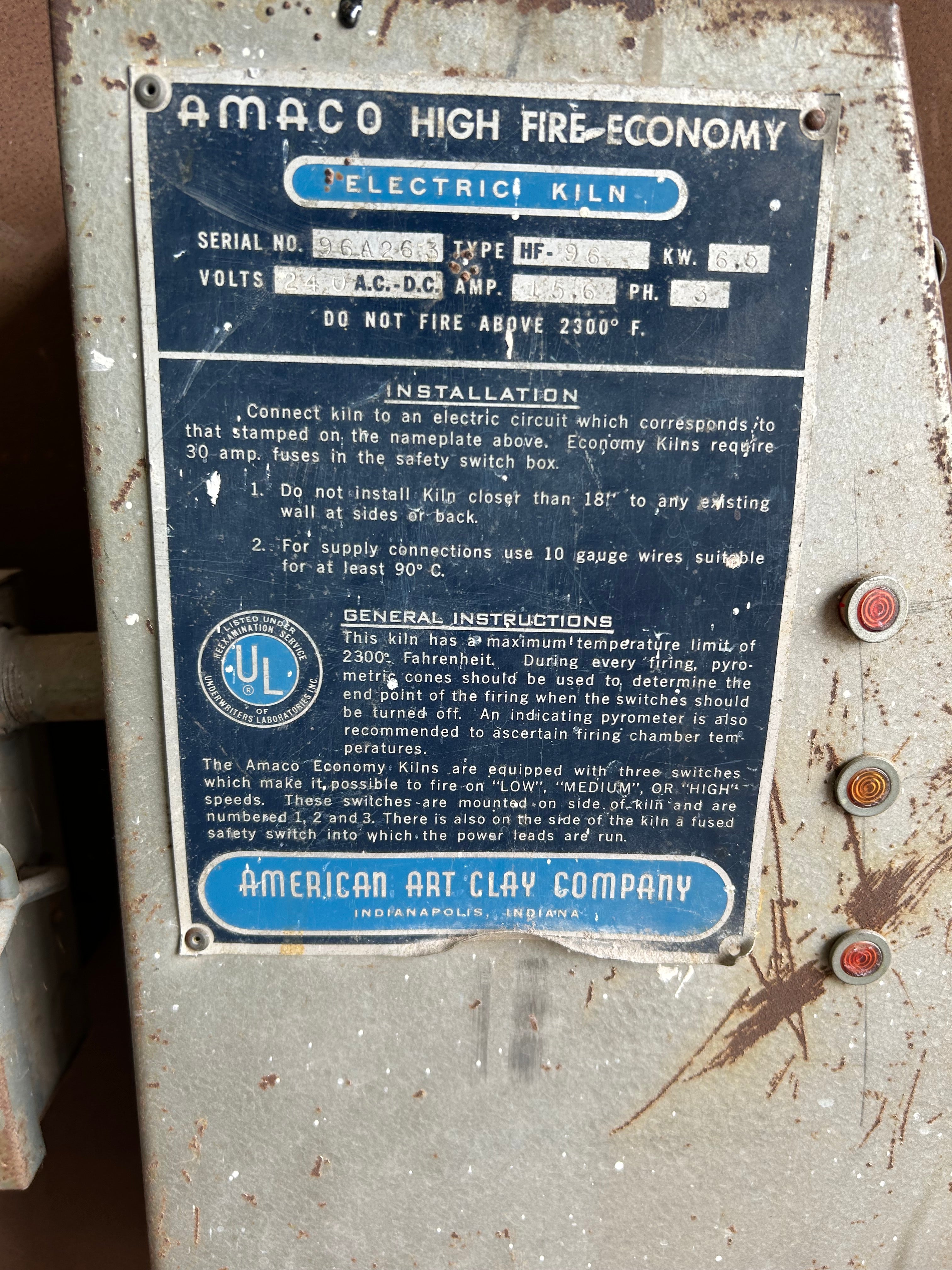Amaco High Fire Economy Electric Kiln *Untested*