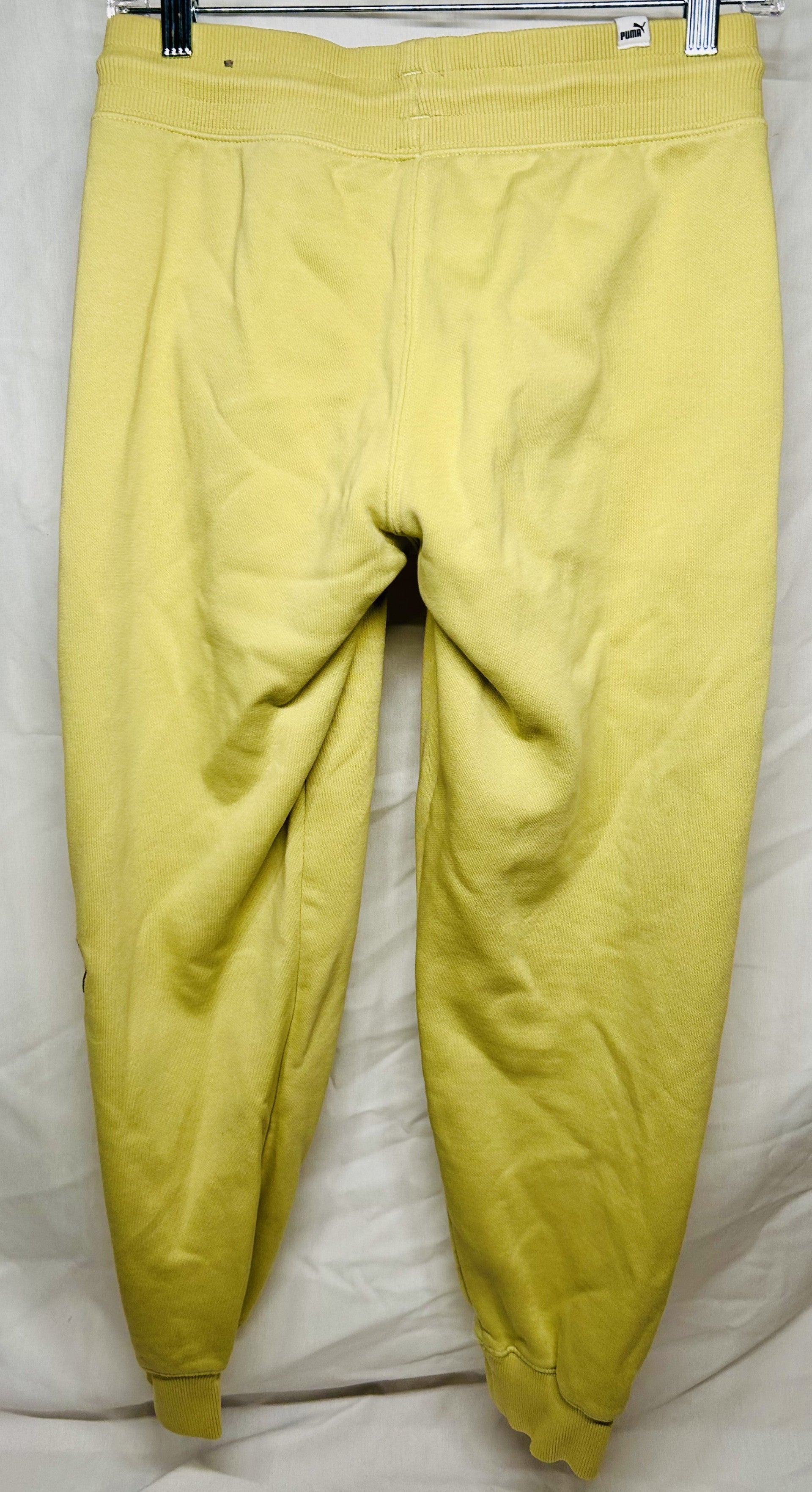 Puma Women's Script Logo Sweatpants in Tonal Lime