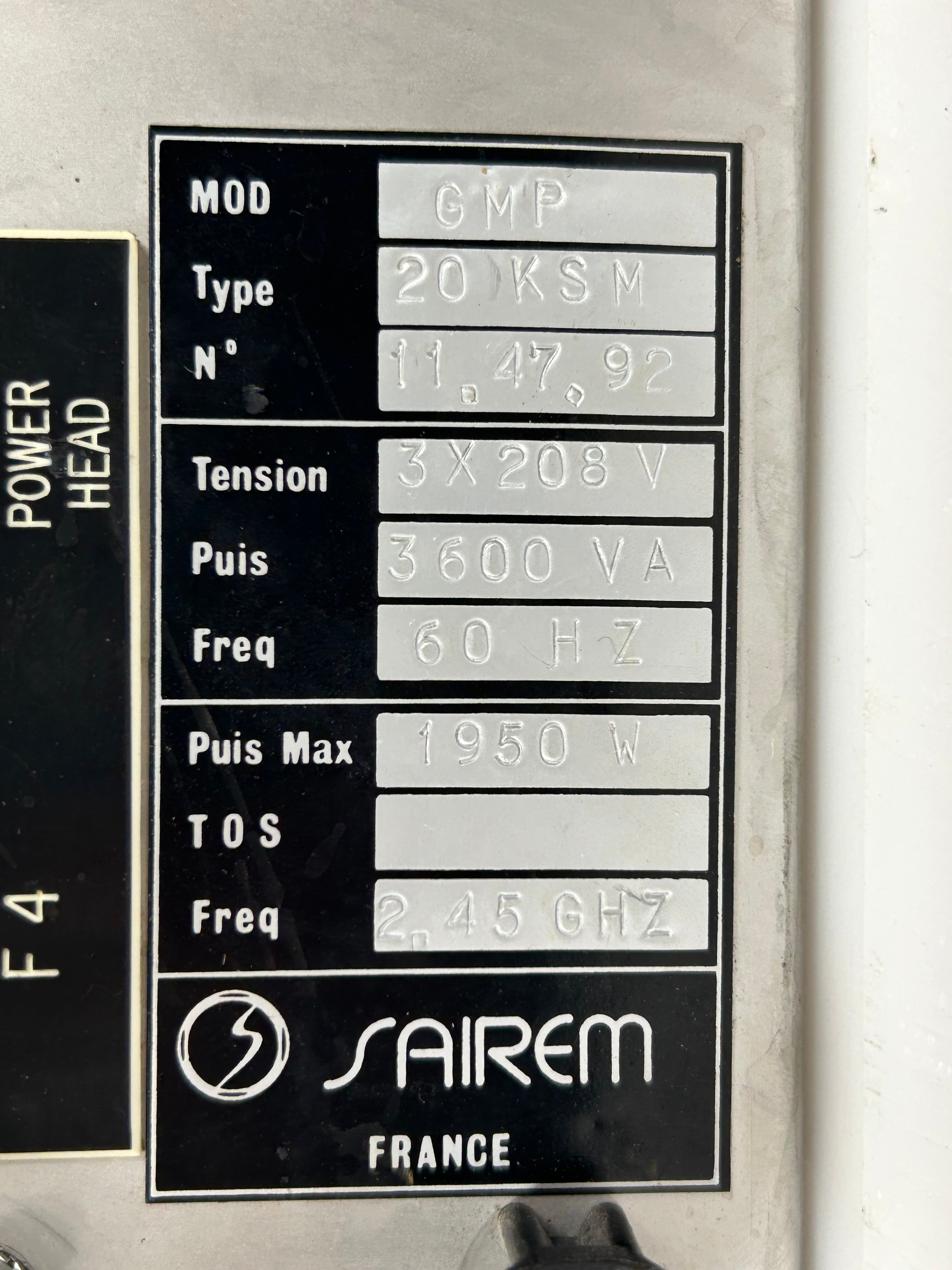 Sairem Microwave Power Supply *Untested*