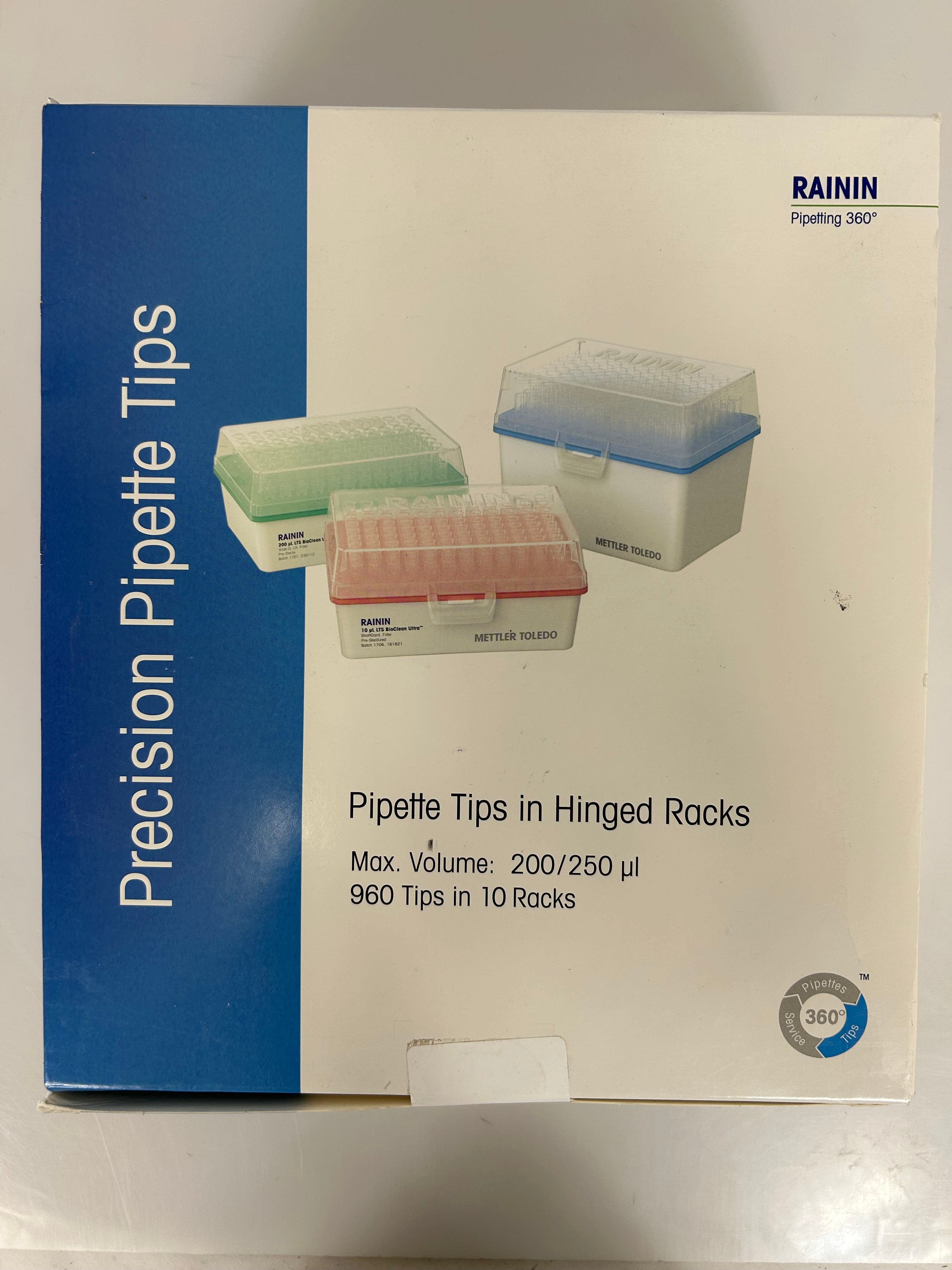 Rainin Bioclean Precision Pipette 200/250µ 960 Tips in 10 Racks