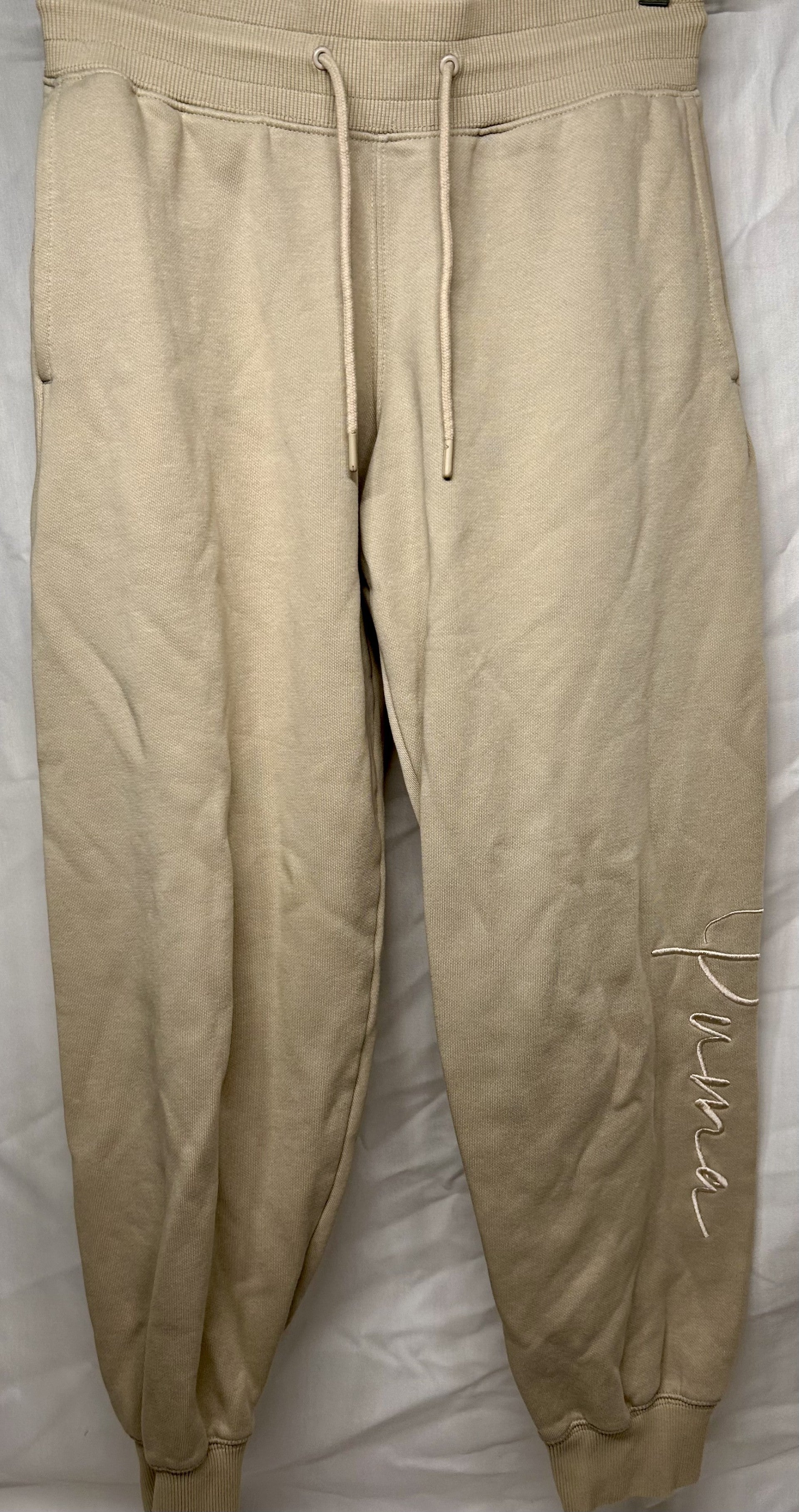 Puma Women's Script Logo Sweatpants in Desert Dust