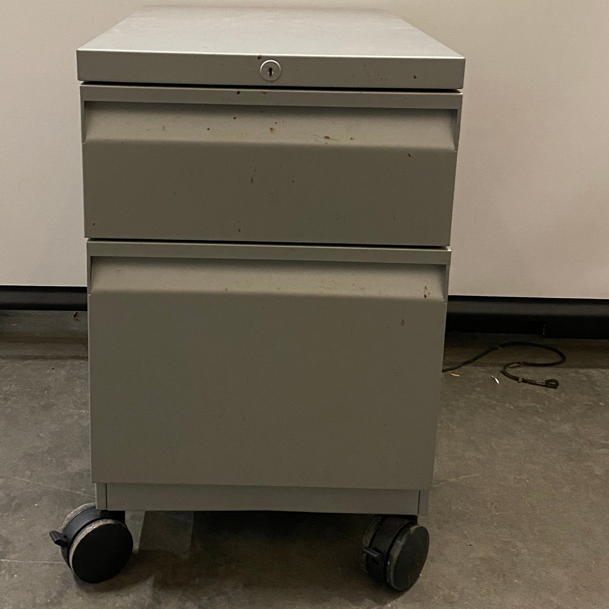 2-Drawer Mobile Metal File Cabinet with Lock & Casters – Gray