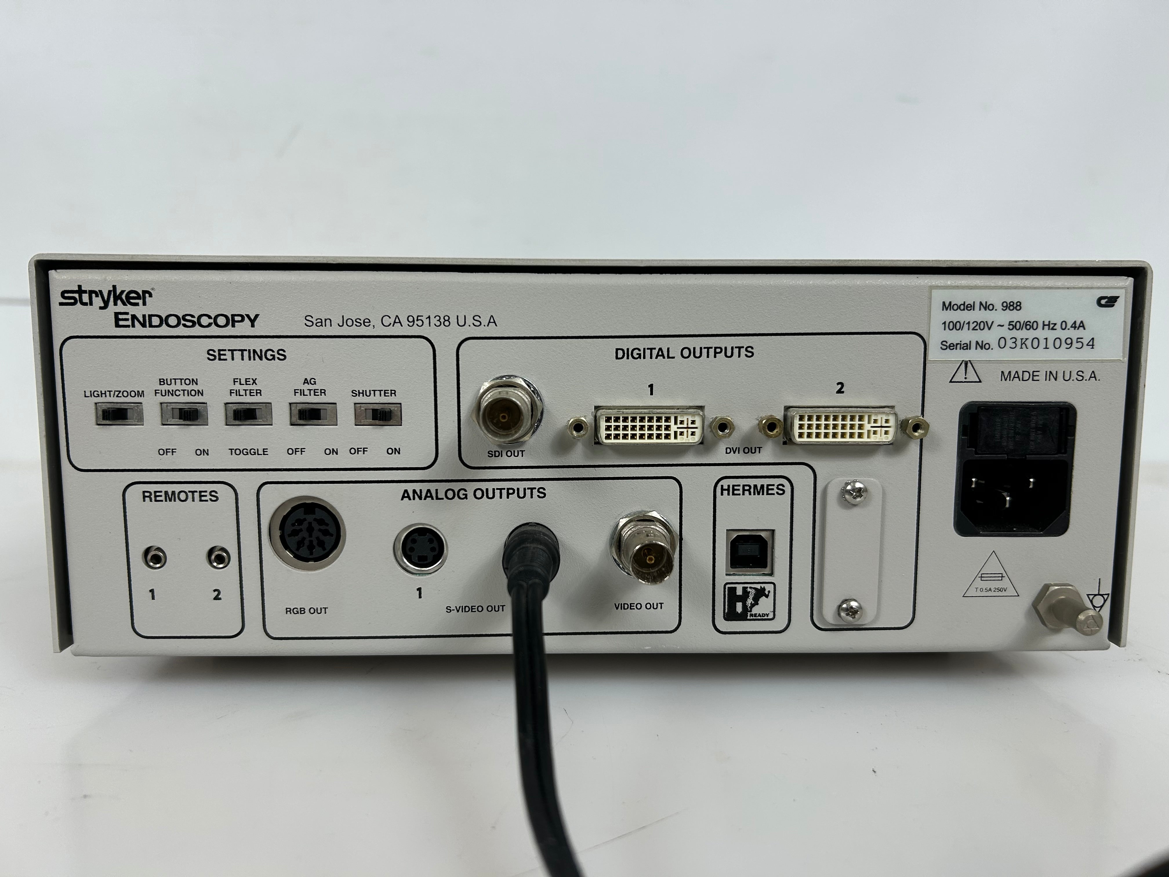 Stryker Endoscopy 988 Camera Control Unit *Untested*