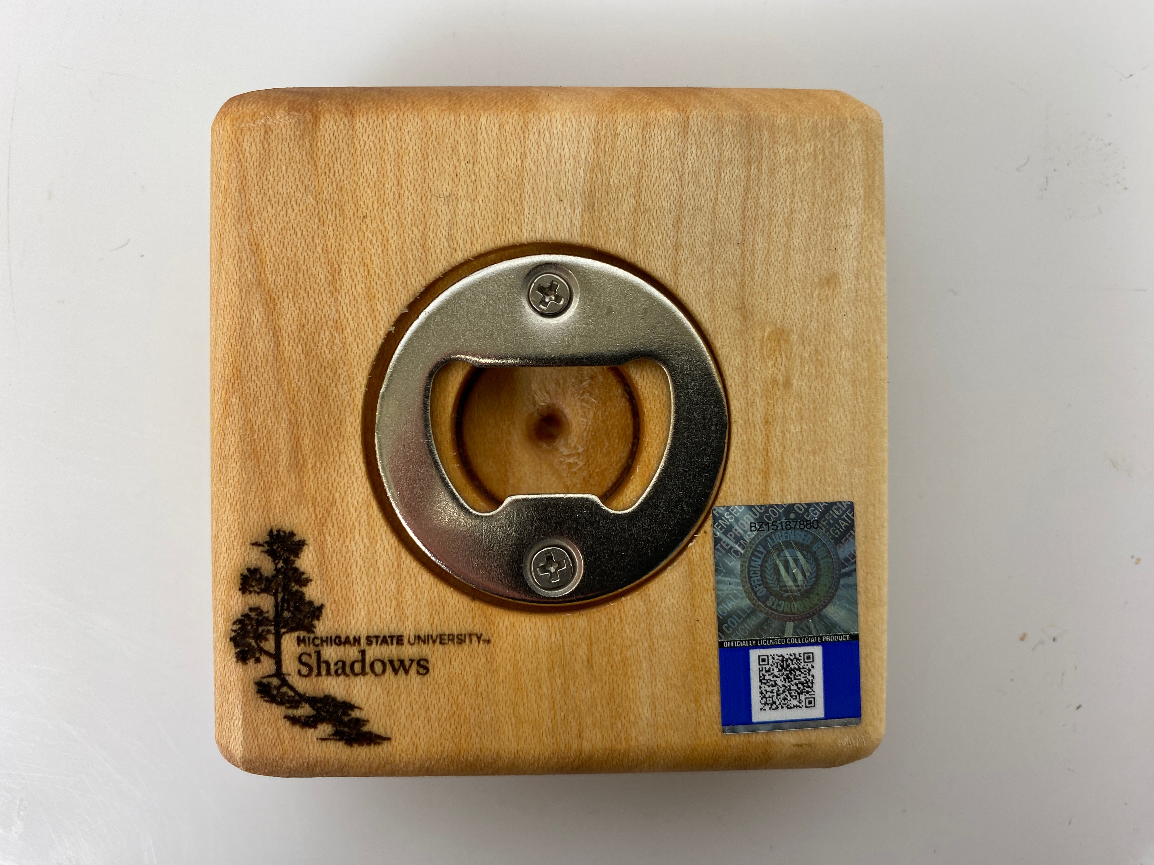 MSU Shadows Bottle Opener Coaster Spartan Head Style 2