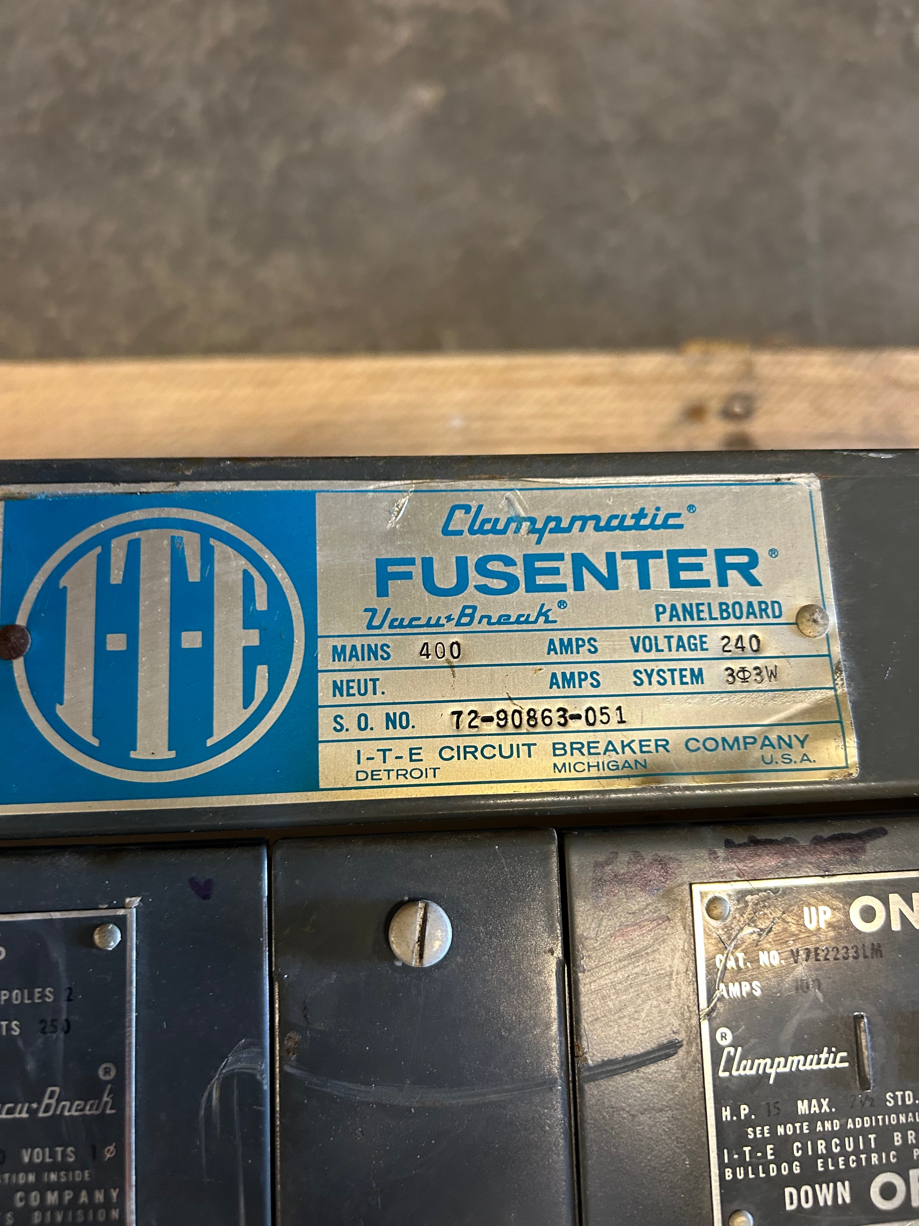 Clampmatic Fusenter VacuBreak Panel Board *Untested*