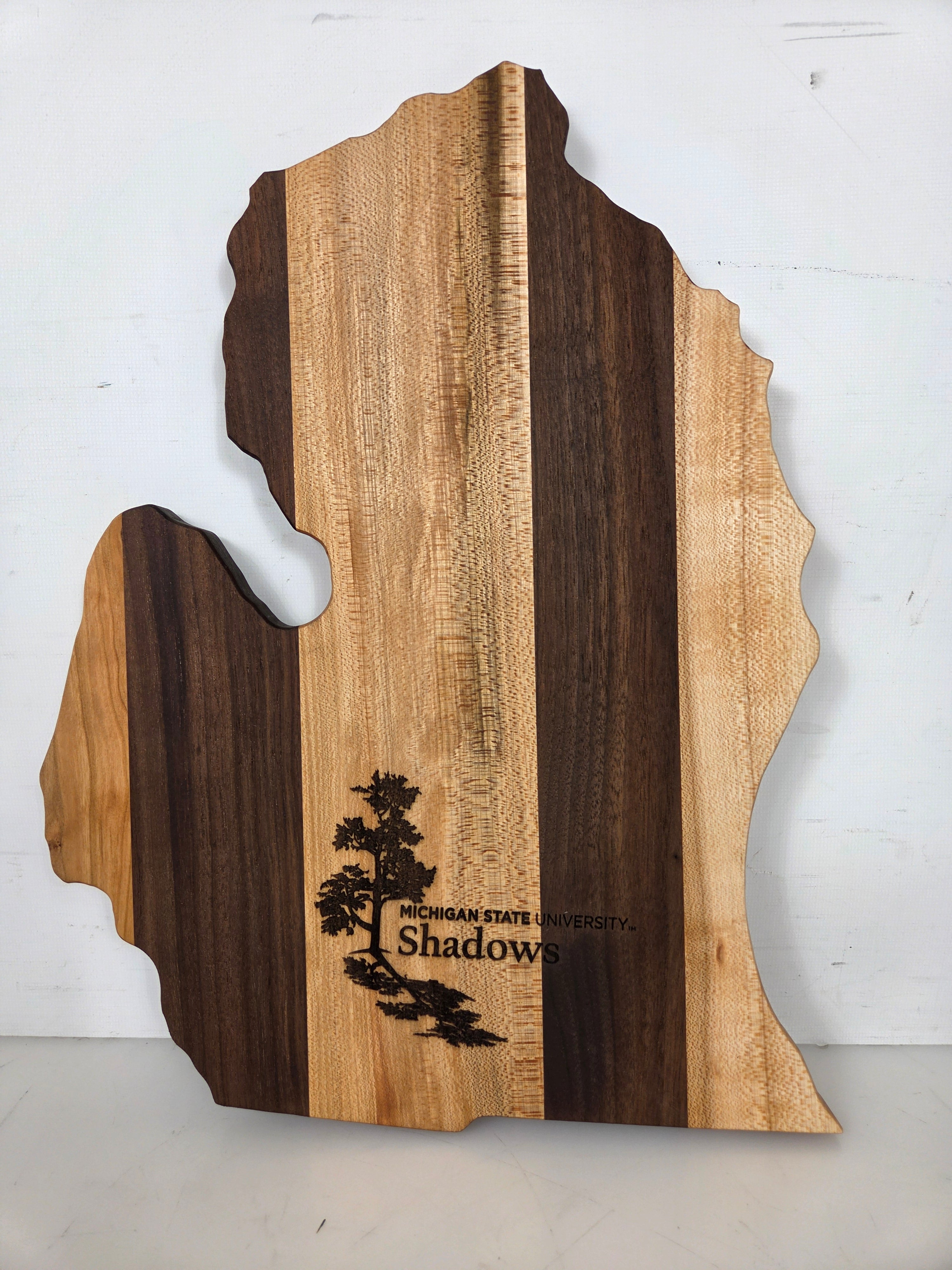 MSU Shadows State of Michigan Cutting Board Spartan Head Style 4