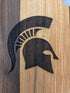 MSU Shadows State of Michigan Cutting Board Spartan Head Style 4