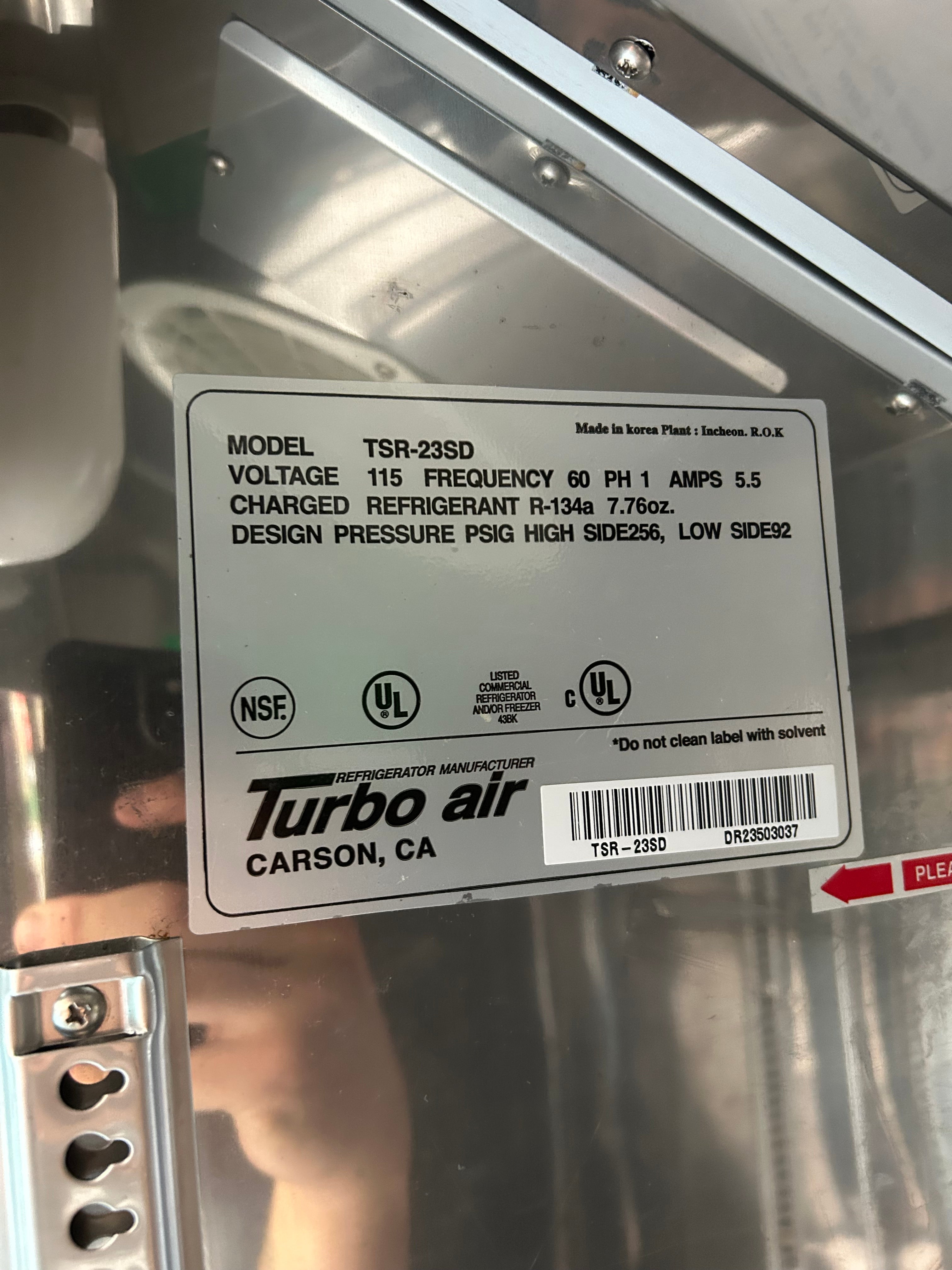 Turbo Air Deluxe Refrigerator *Parts or Repair*