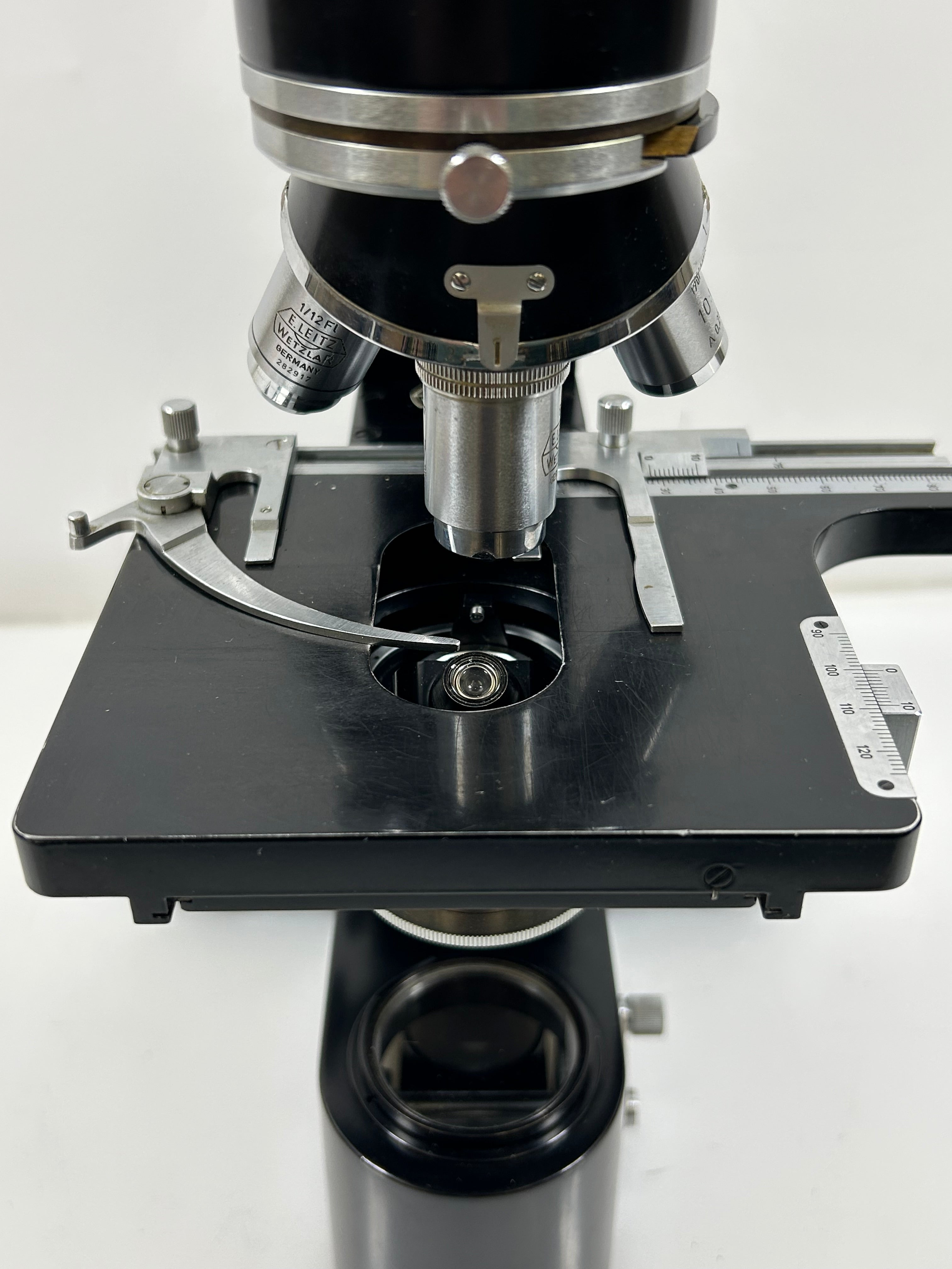 Vintage Leitz Laborlux II Binocular Microscope with Wood Case