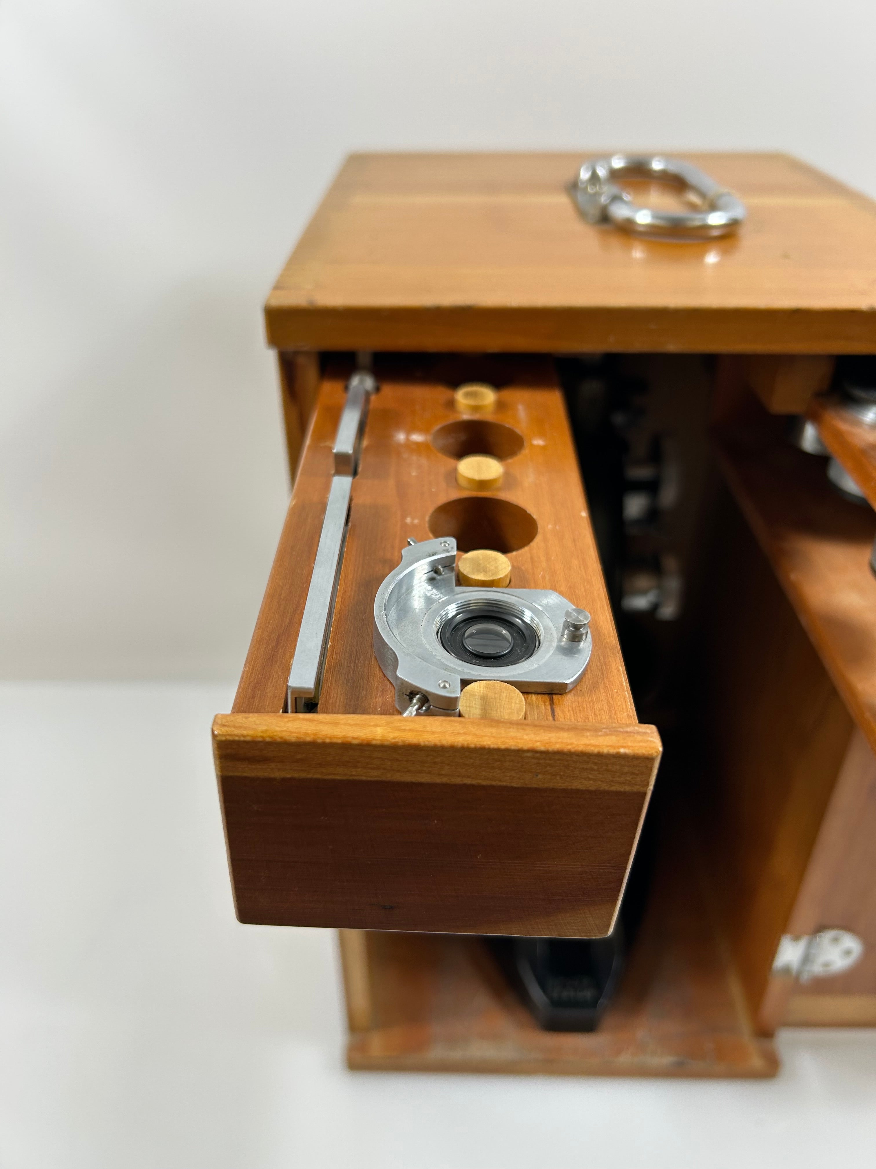 Vintage Bausch and Lomb Student Microscope with Wood Case