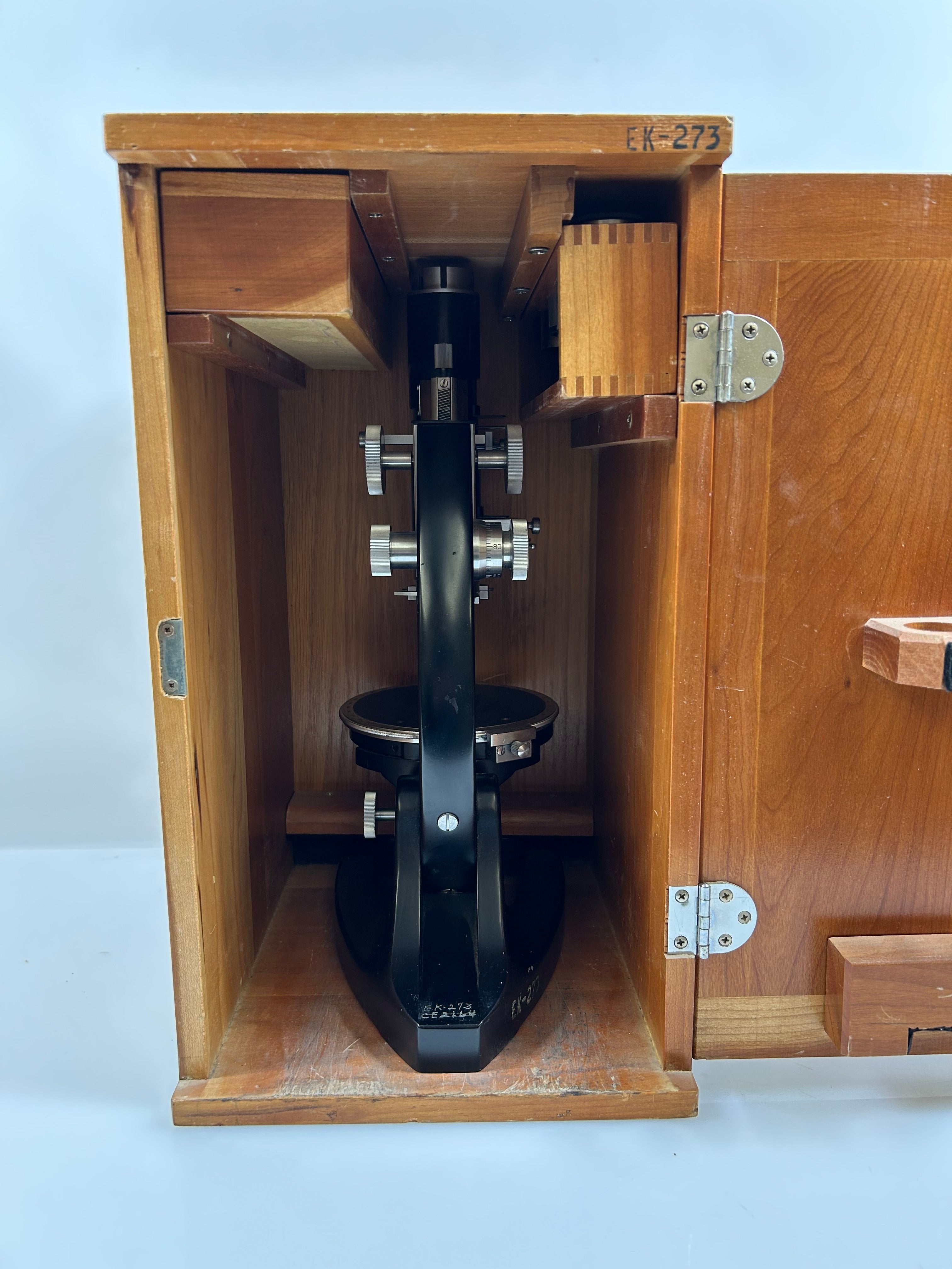 Vintage Bausch and Lomb Student Microscope with Wood Case