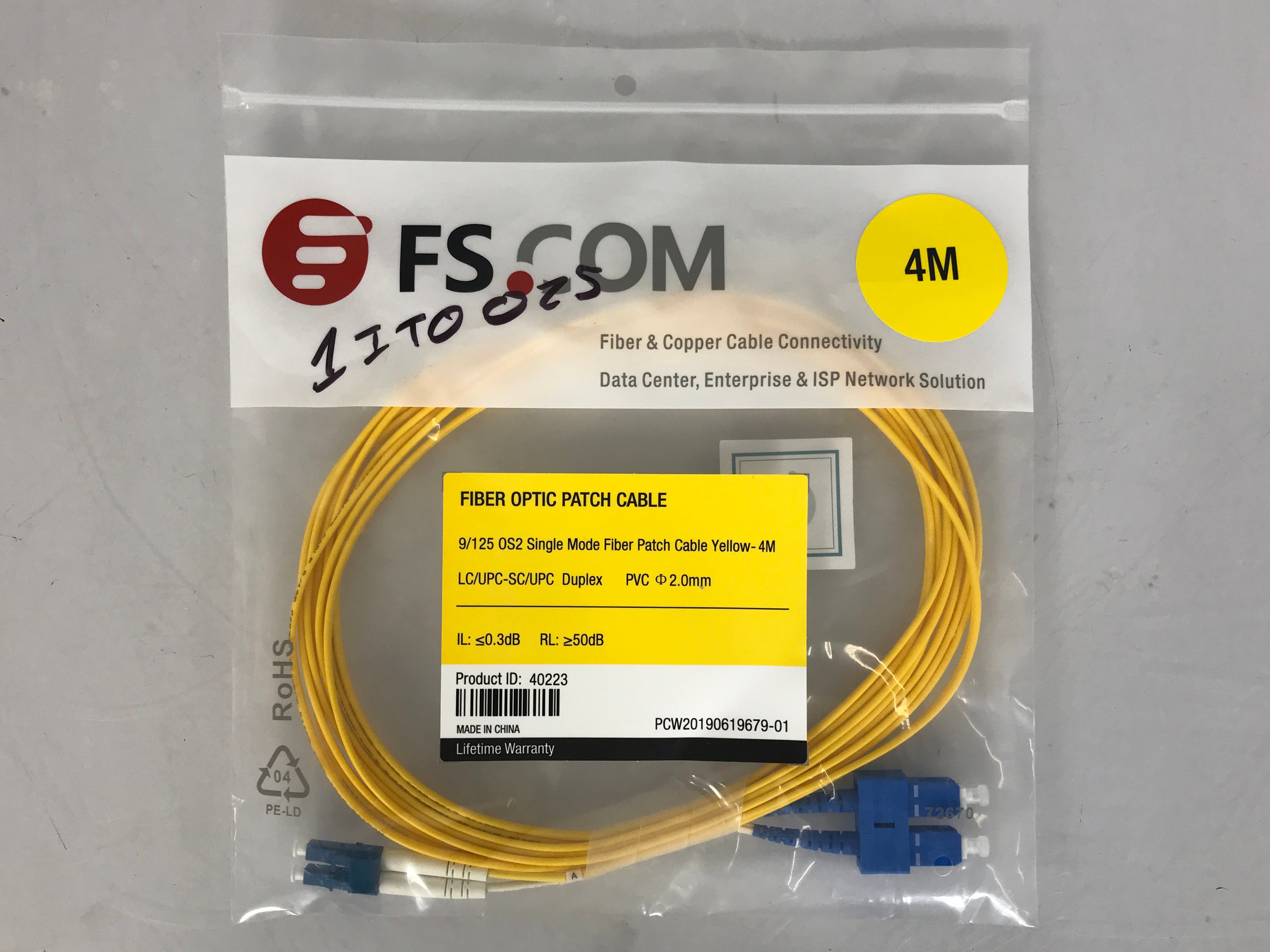FS.Com 40223 4m 9/125 OS2 Multi-Mode LC/UPC to SC/UPC Duplex Fiber Patch Cable