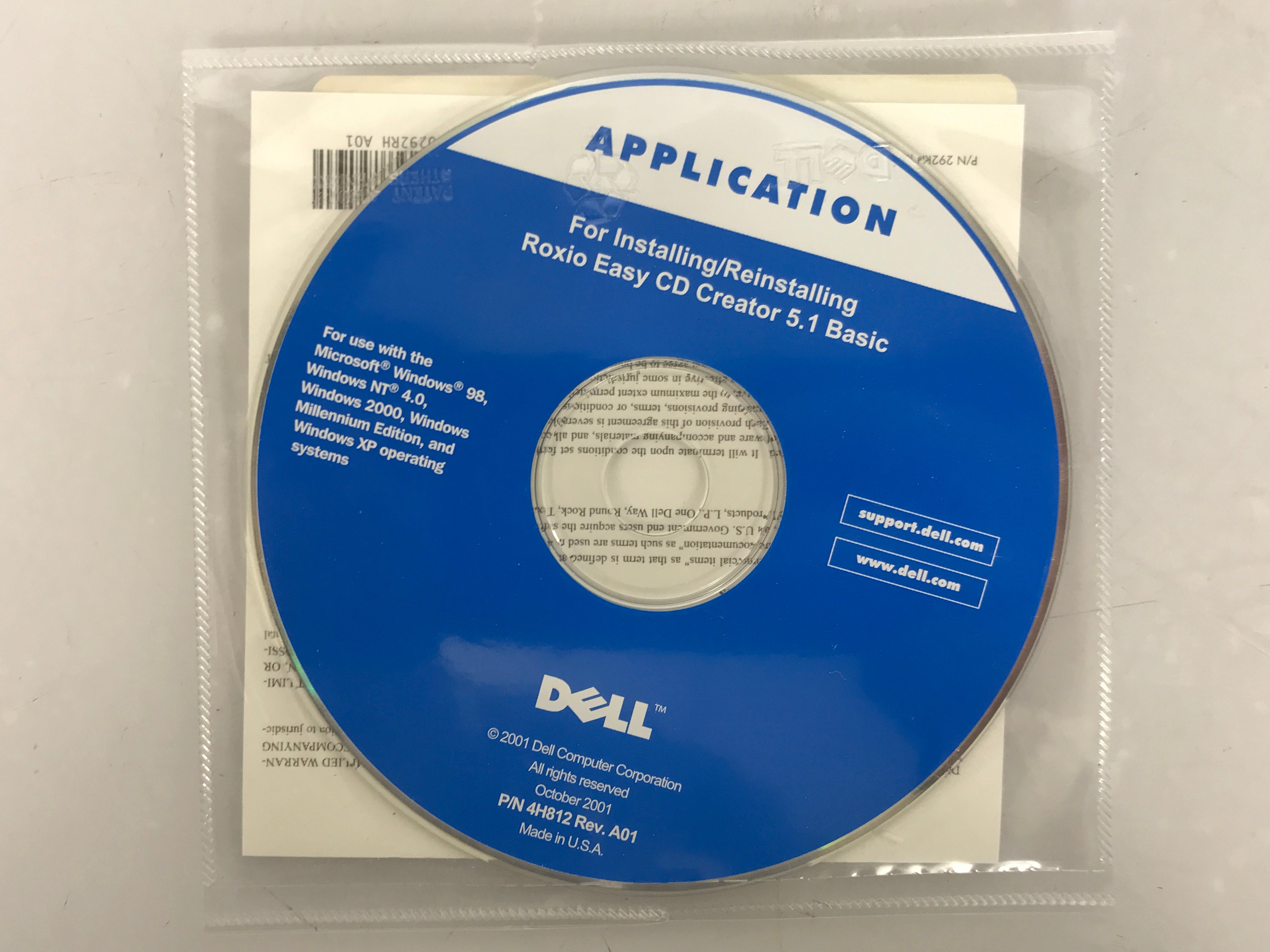 Dell Roxio Easy CD Creator 5.1 Basic Installation Disc