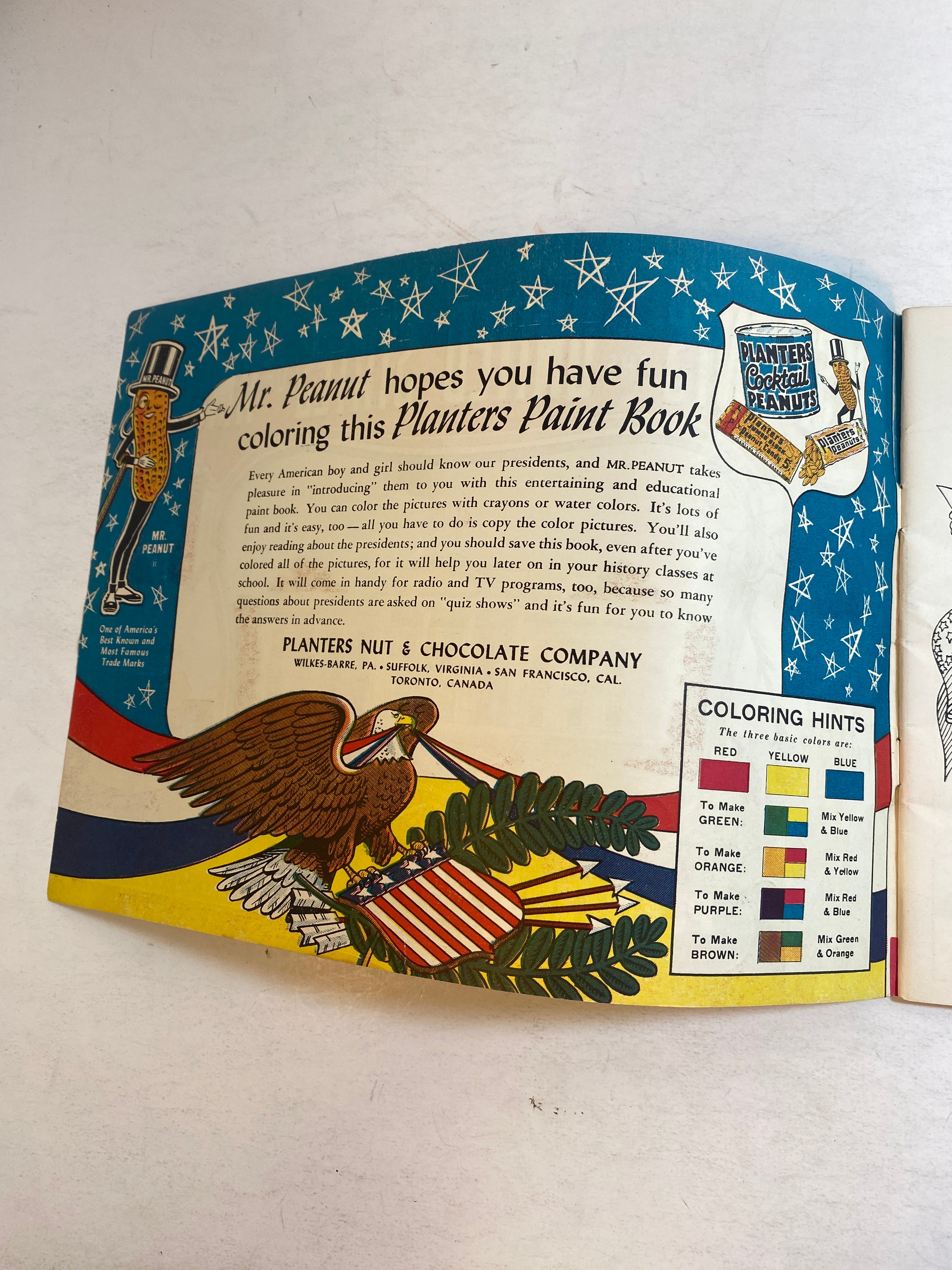Planter's Peanuts President Fact and Coloring Book