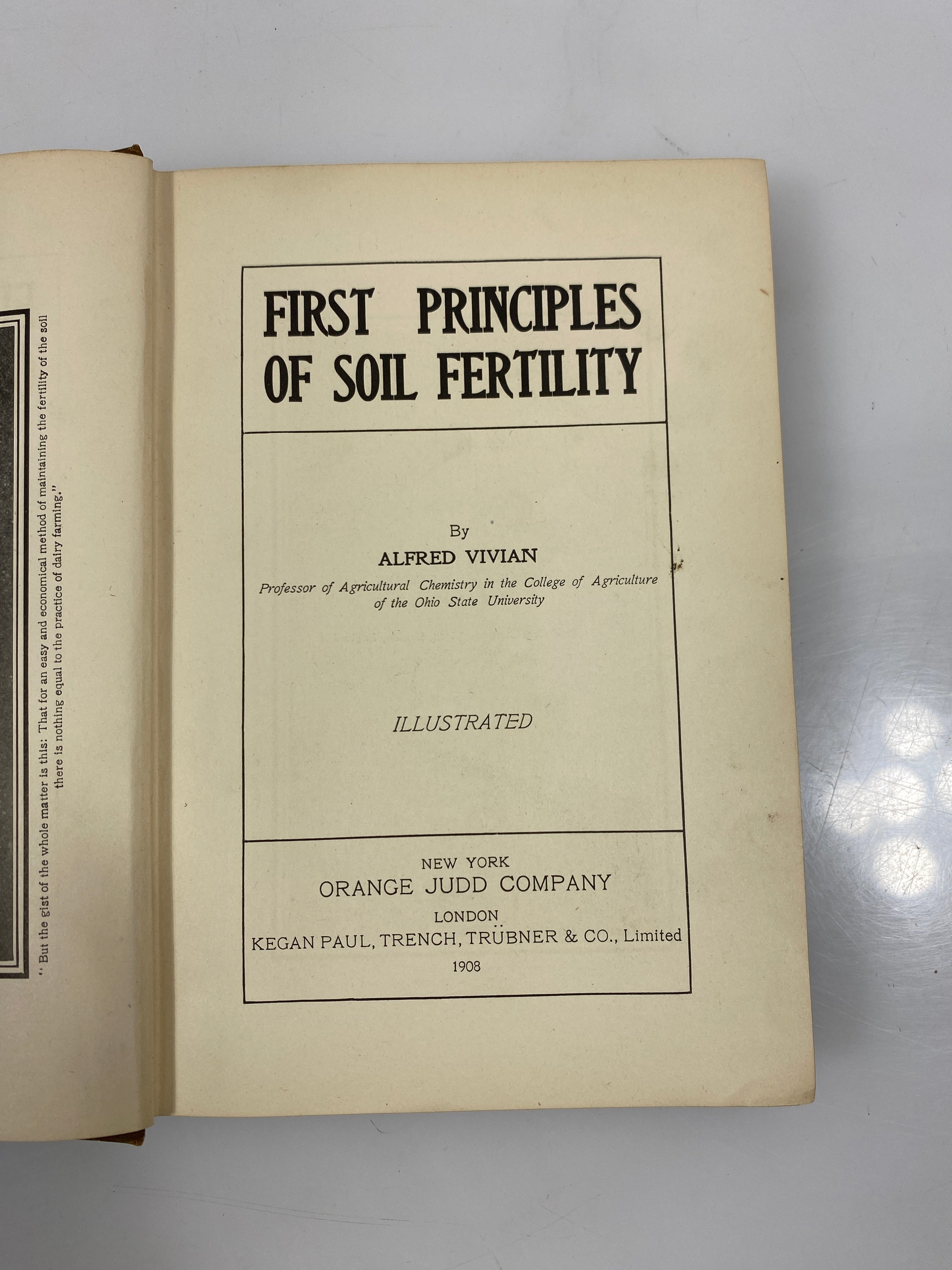 First Principles of Soil Fertility by Vivian Orange Judd Co 1908 HC