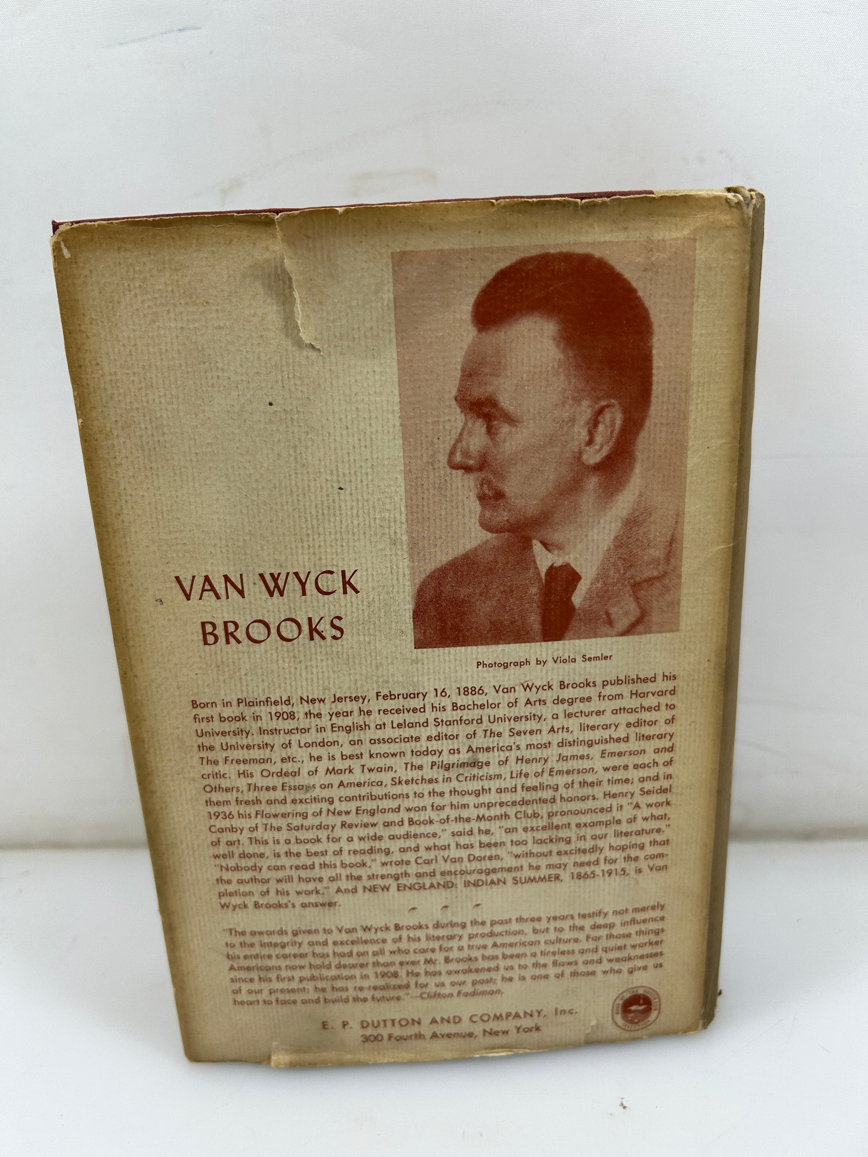 New England: Indian Summer 1865-1915 by Van Wyck Brooks 1940 HCDJ