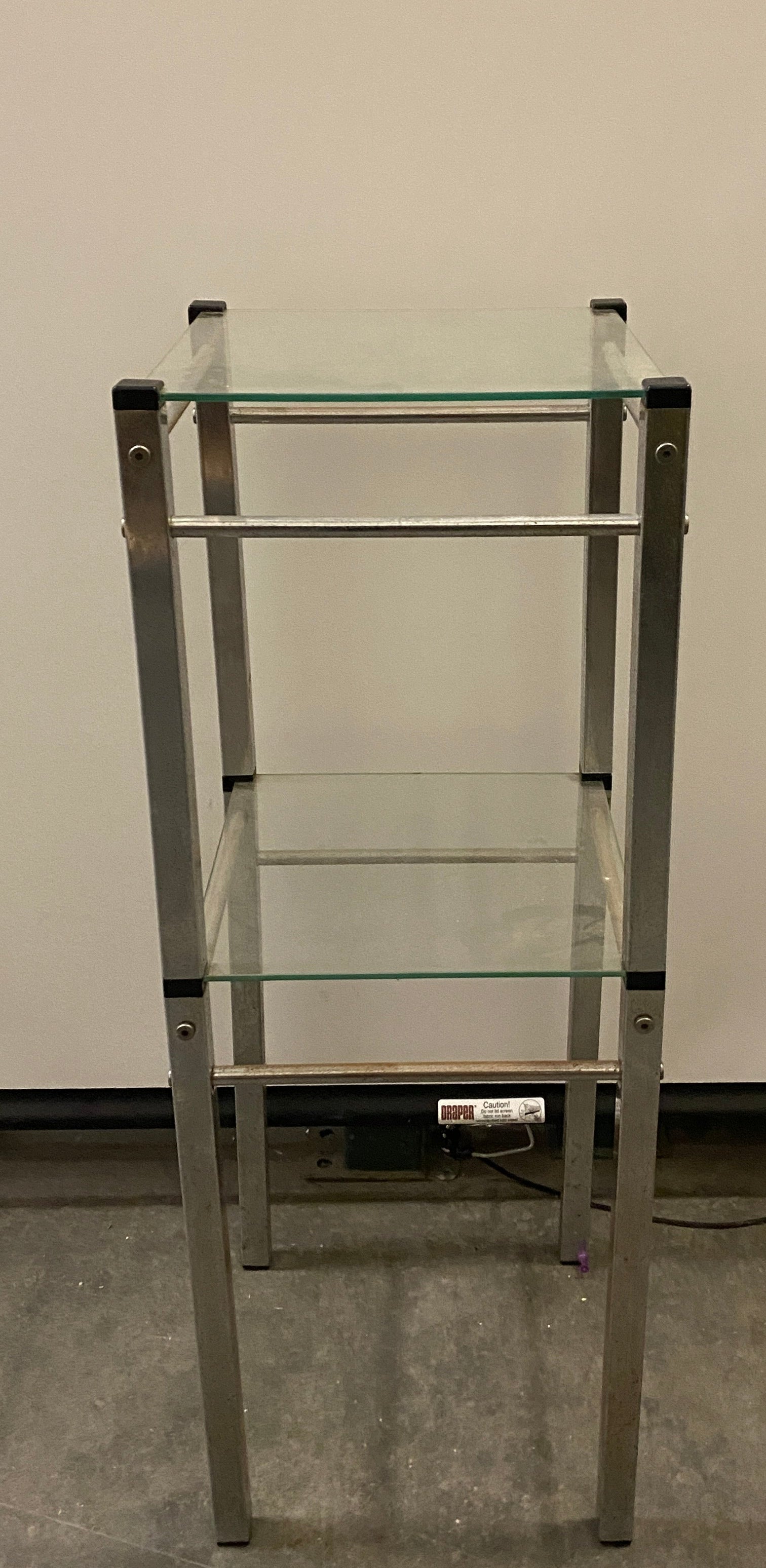 Modern Glass & Metal 2-Tier End Table / Plant Stand with Aluminum Frame
