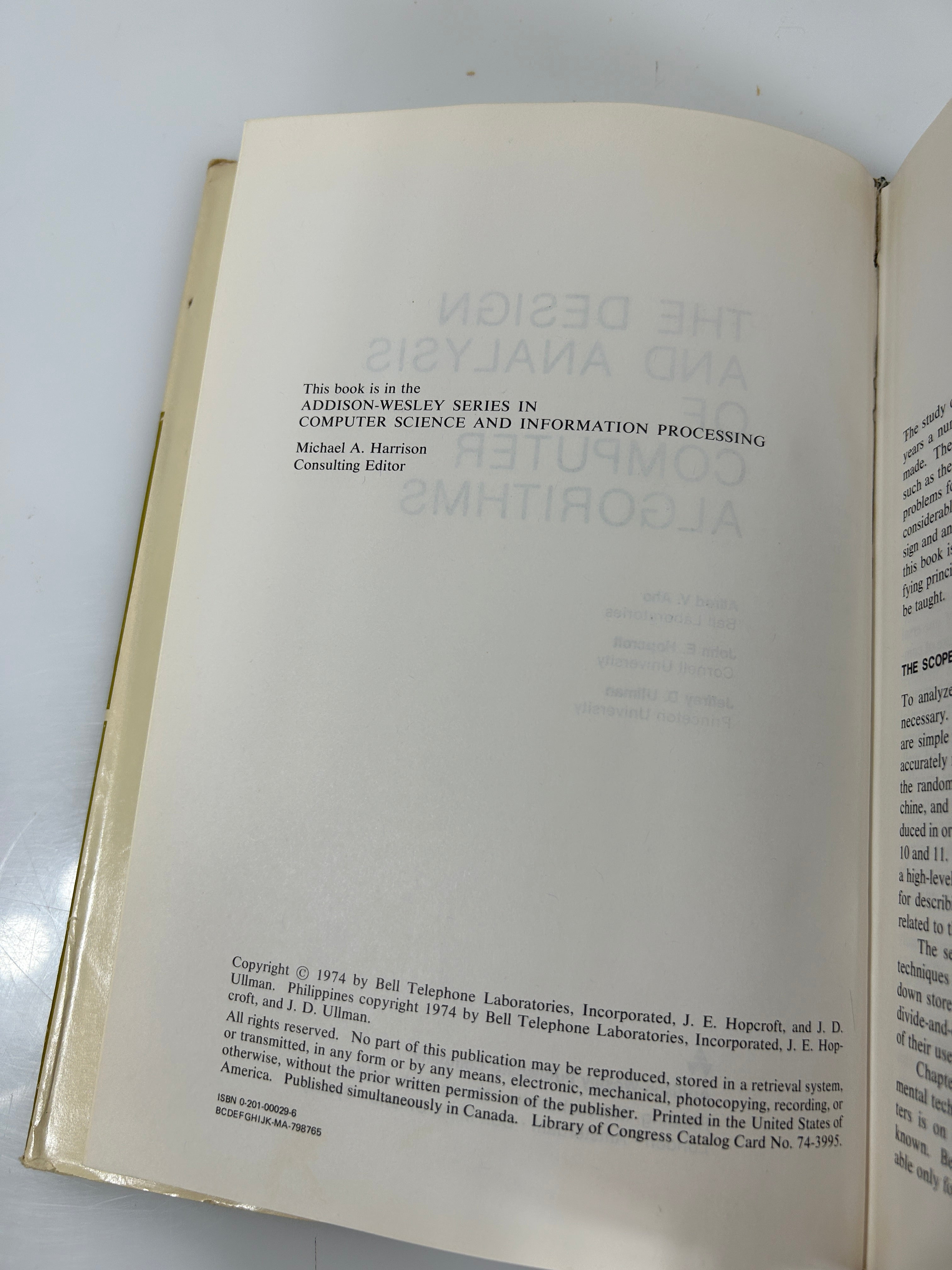 The Design and Analysis of Computer Algorithms by Aho/Hopcroft/Ullman HCDJ