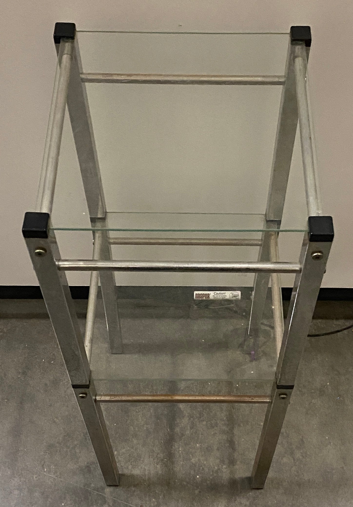 Modern Glass & Metal 2-Tier End Table / Plant Stand with Aluminum Frame