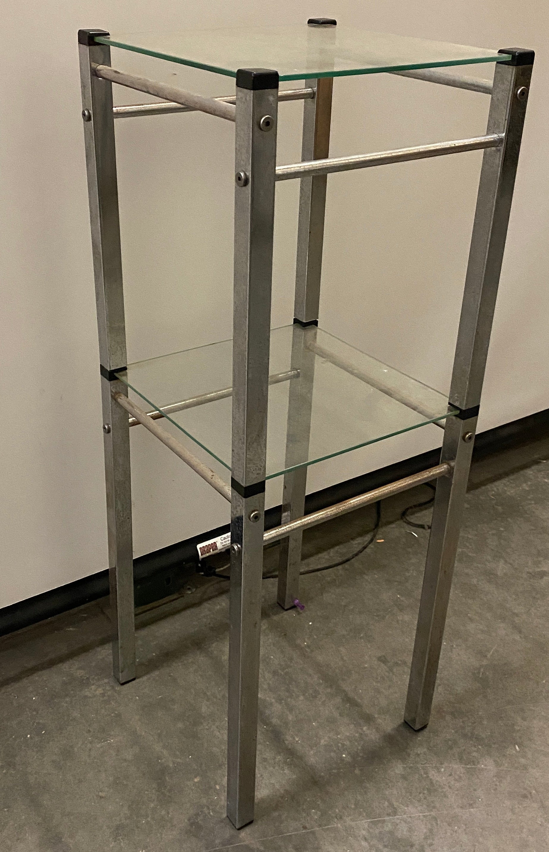 Modern Glass & Metal 2-Tier End Table / Plant Stand with Aluminum Frame