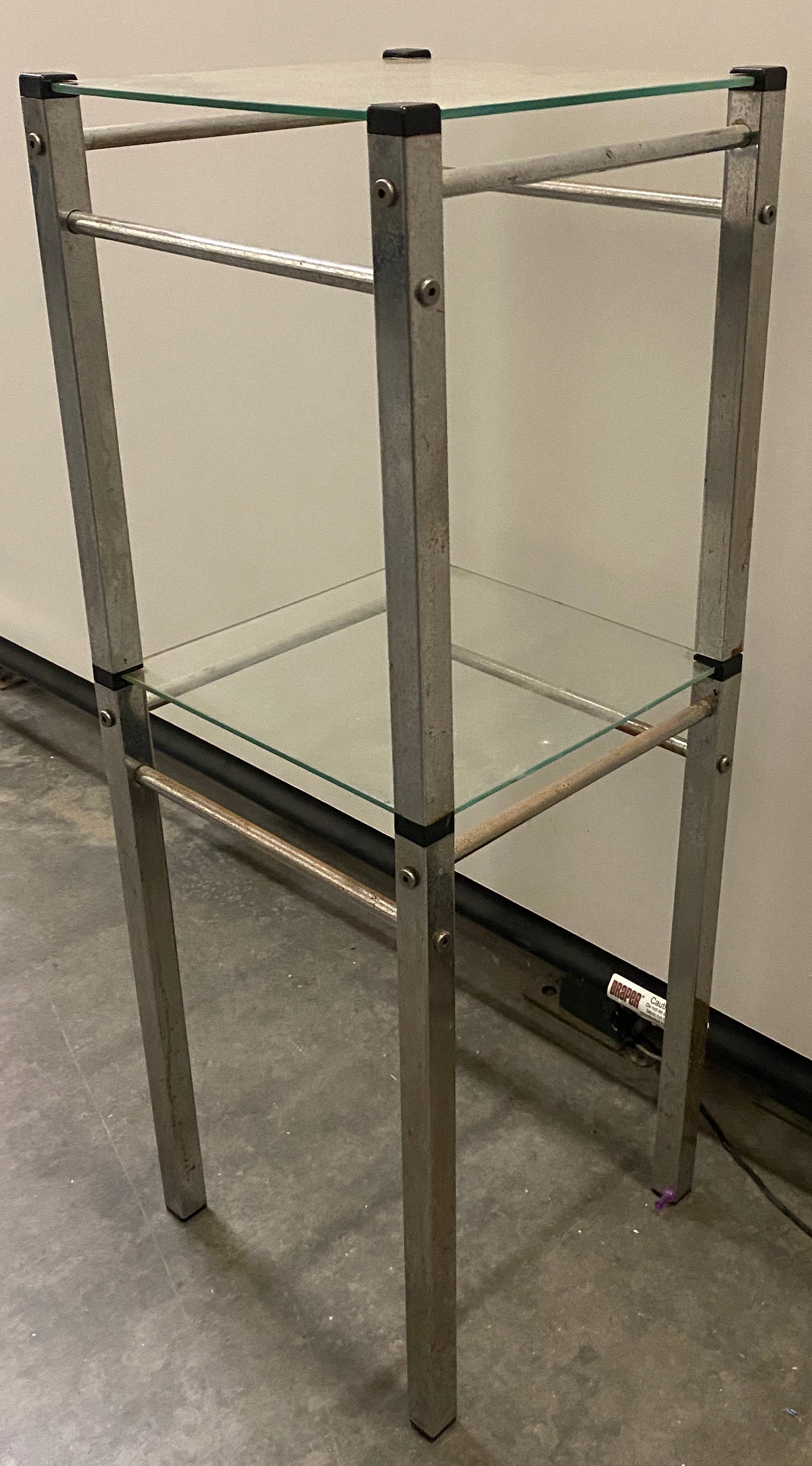 Modern Glass & Metal 2-Tier End Table / Plant Stand with Aluminum Frame