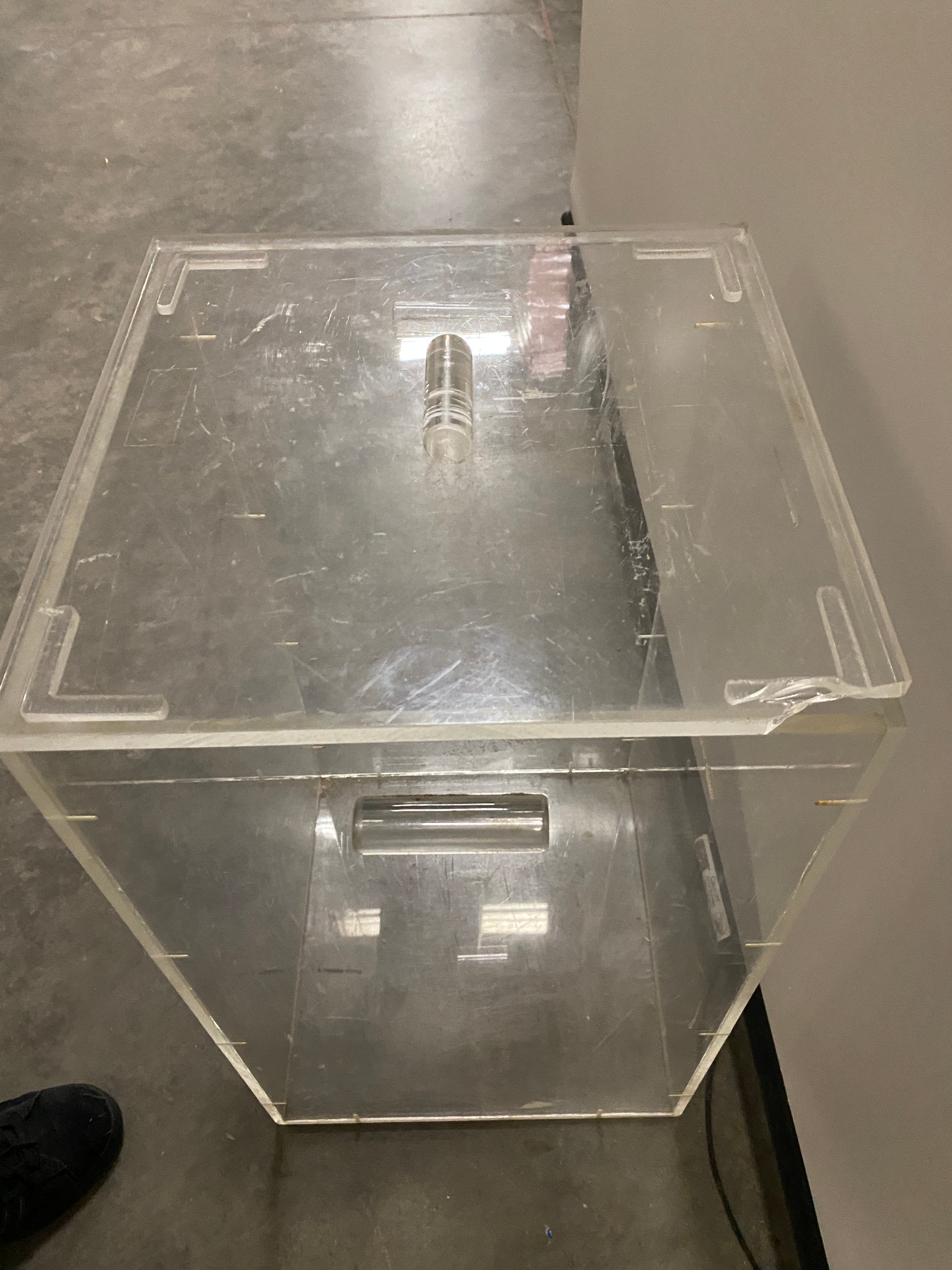 Clear Acrylic Storage Bin with Side Handles and Removable Lid