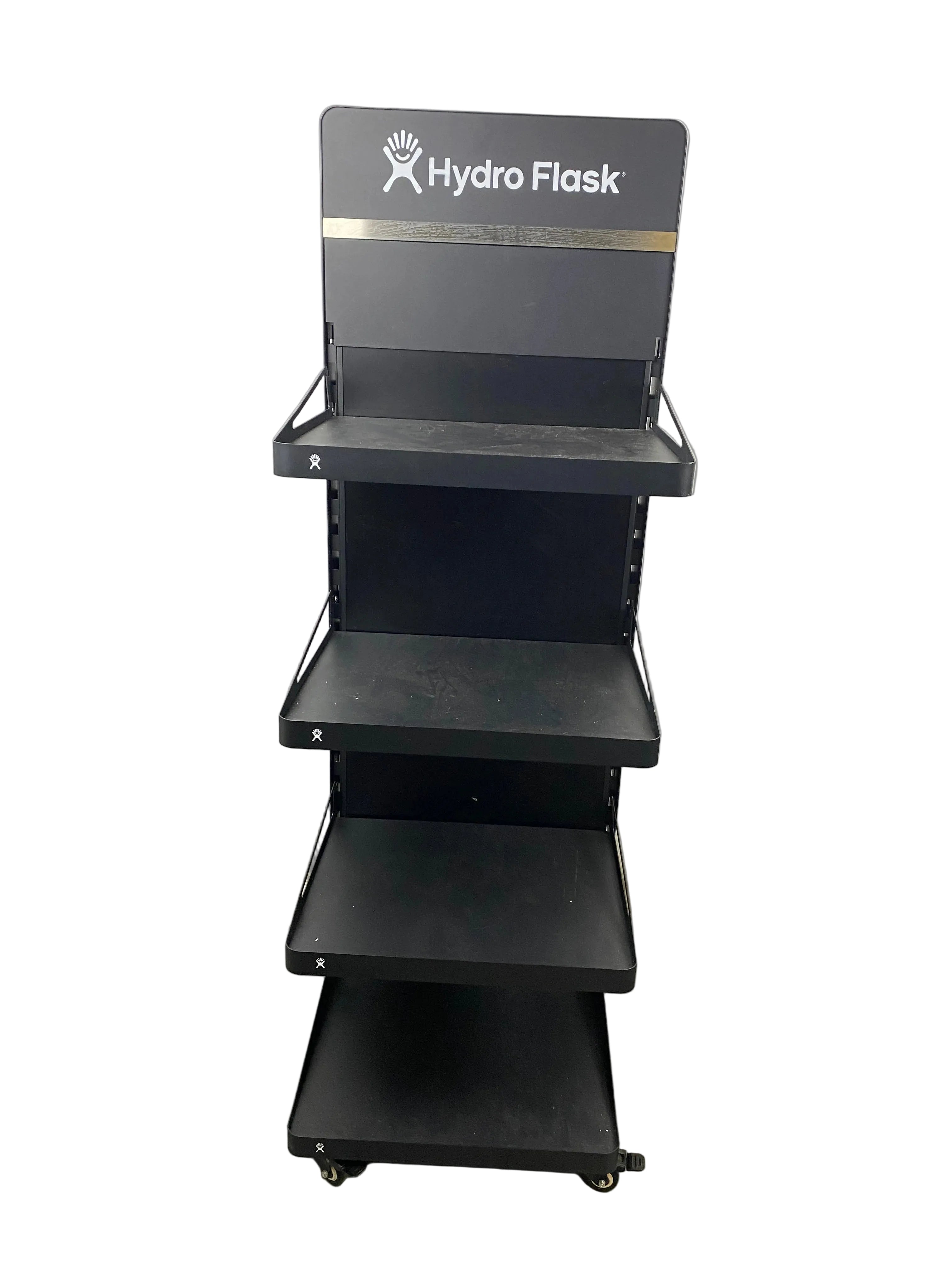 Hydro Flask Black Metal Retail Display Shelf Stand w/ 4 Adjustable Shelves on Casters