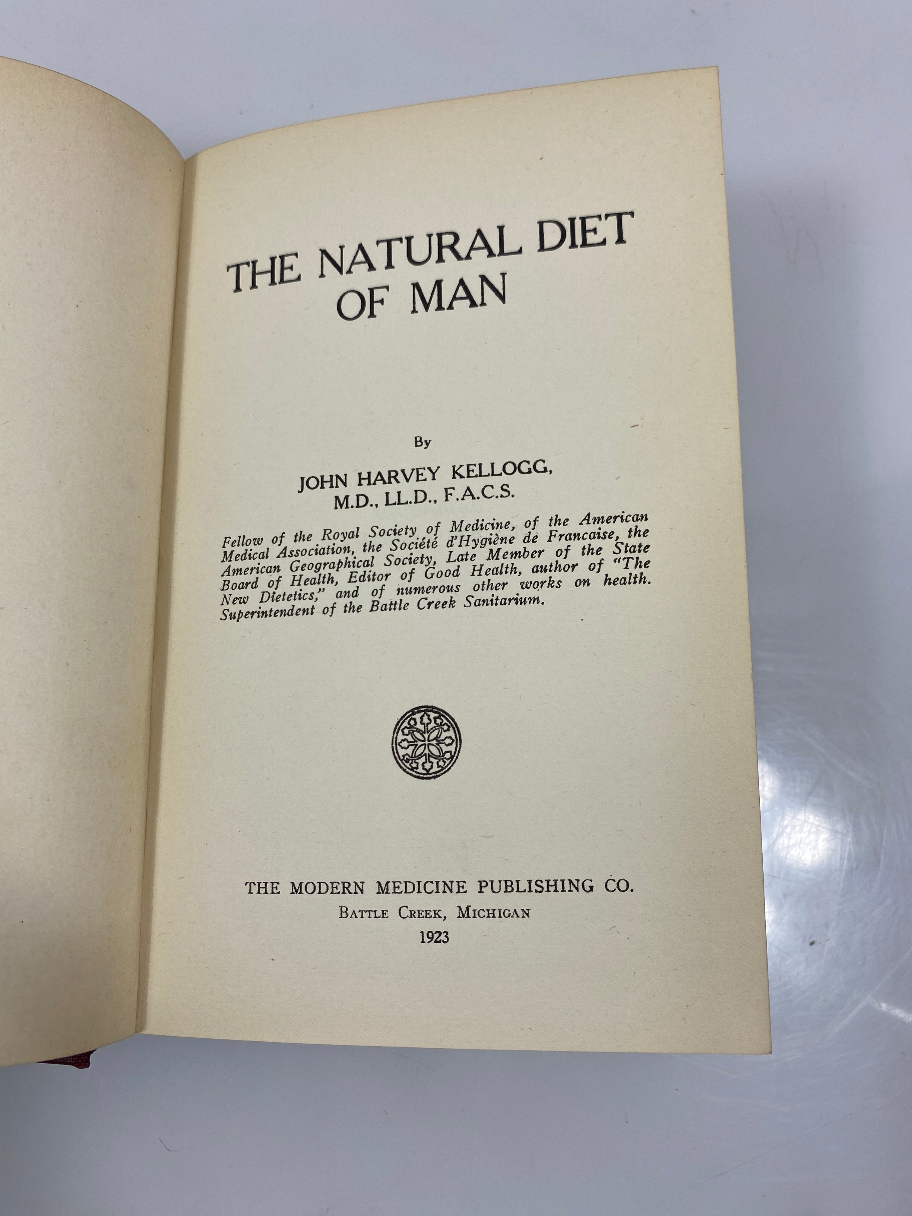 The Natural Diet of Man by Kellogg Ex-library 1923 HC