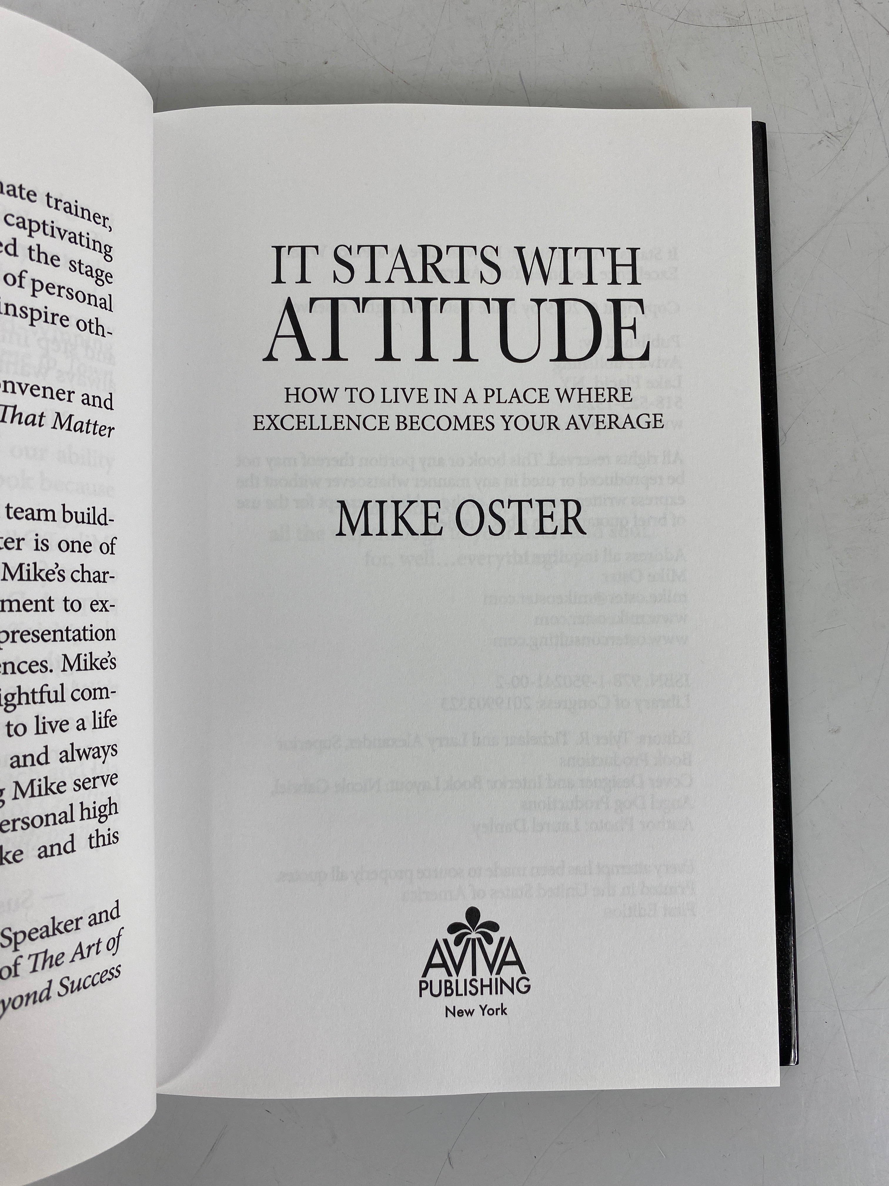 It Starts With Attitude by Mike Oster 2019 Inscribed w Note HC DJ