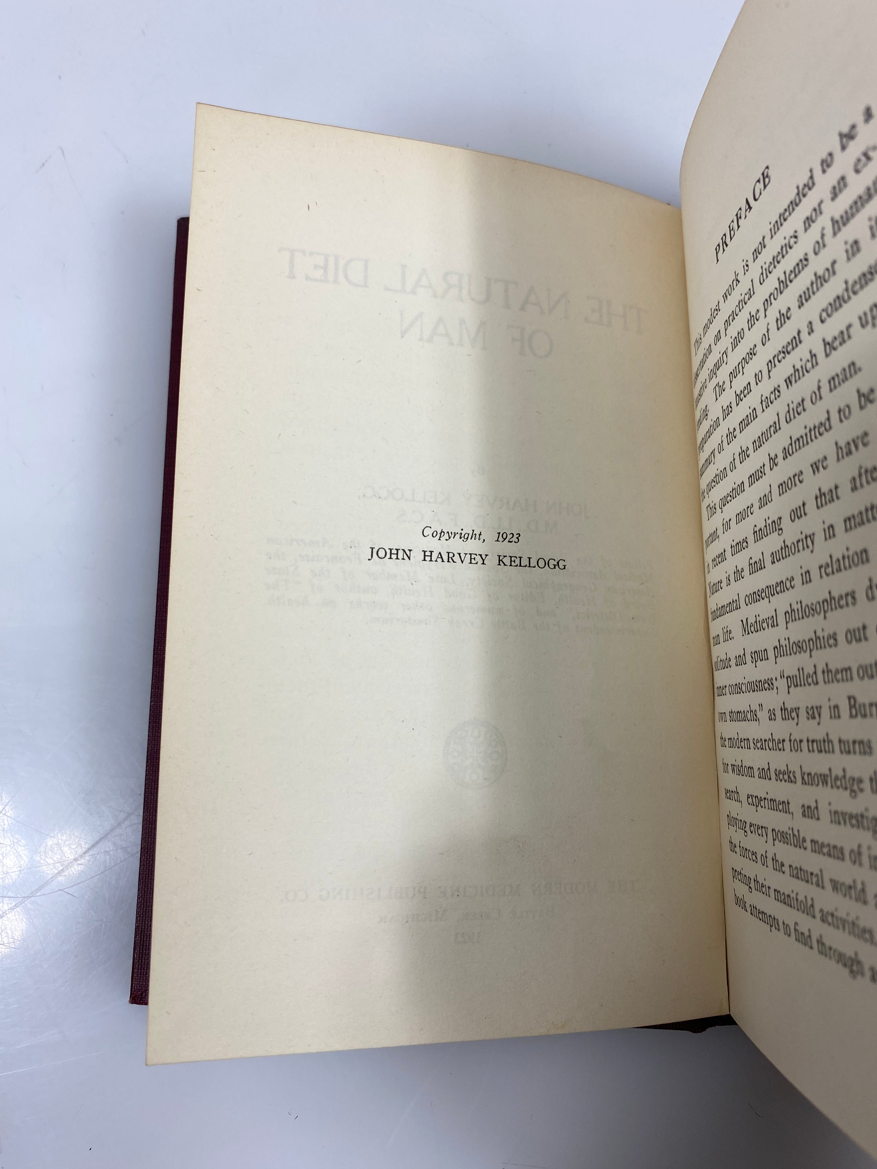 The Natural Diet of Man by Kellogg Ex-library 1923 HC