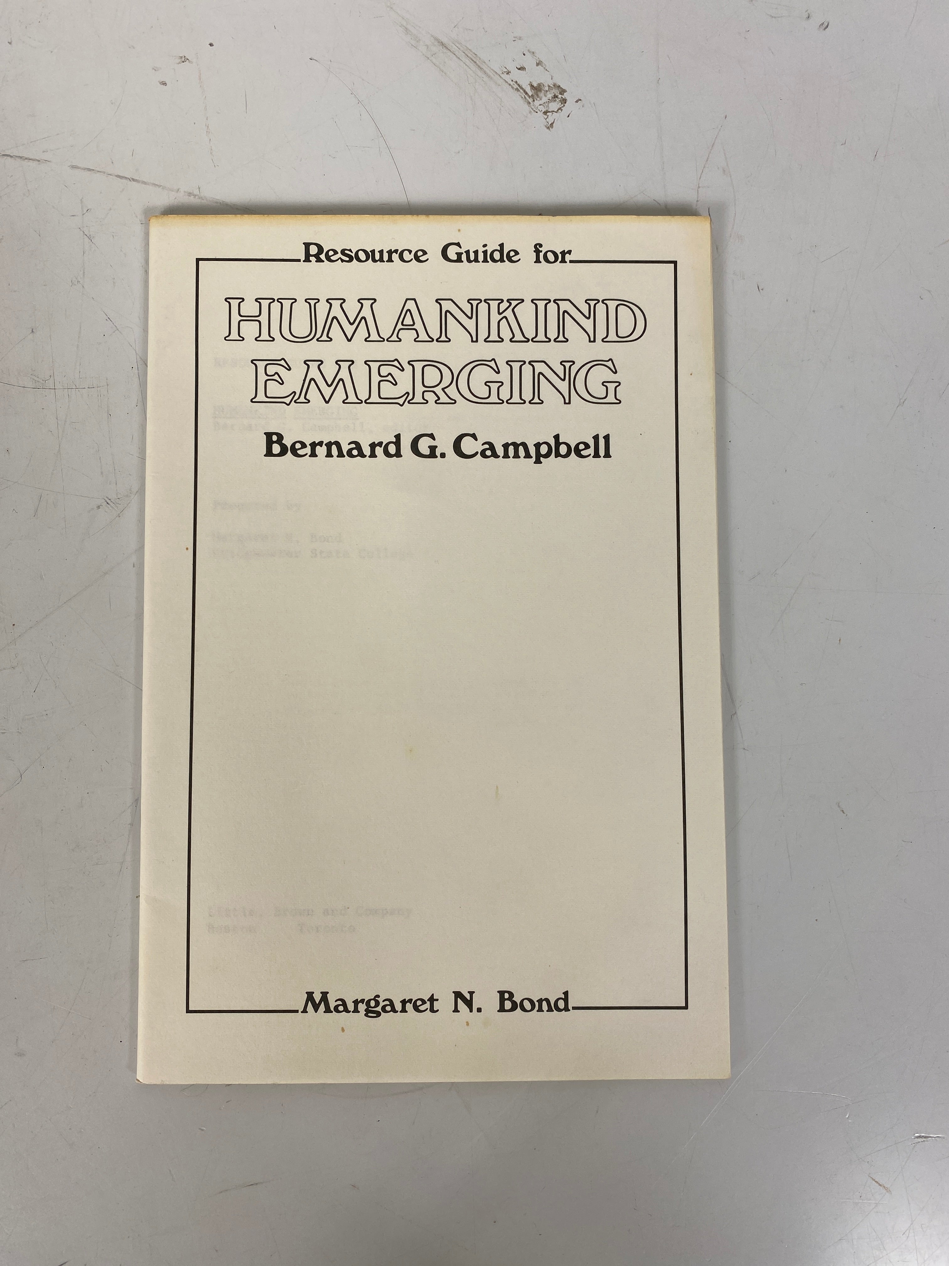 Humankind Emerging Bernard Campbell 1976 1st Ed w Resource Guide HC