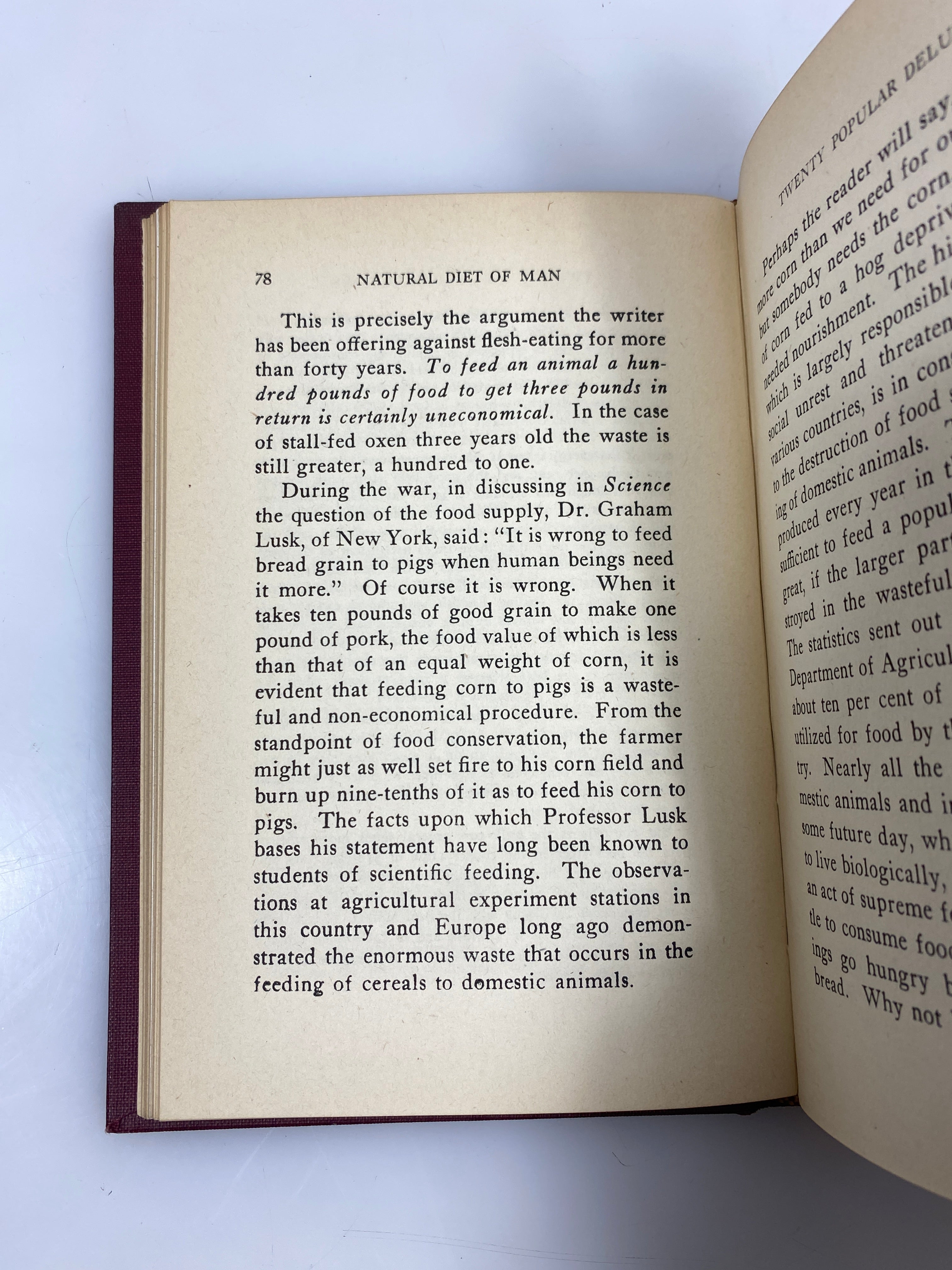 The Natural Diet of Man by Kellogg Ex-library 1923 HC