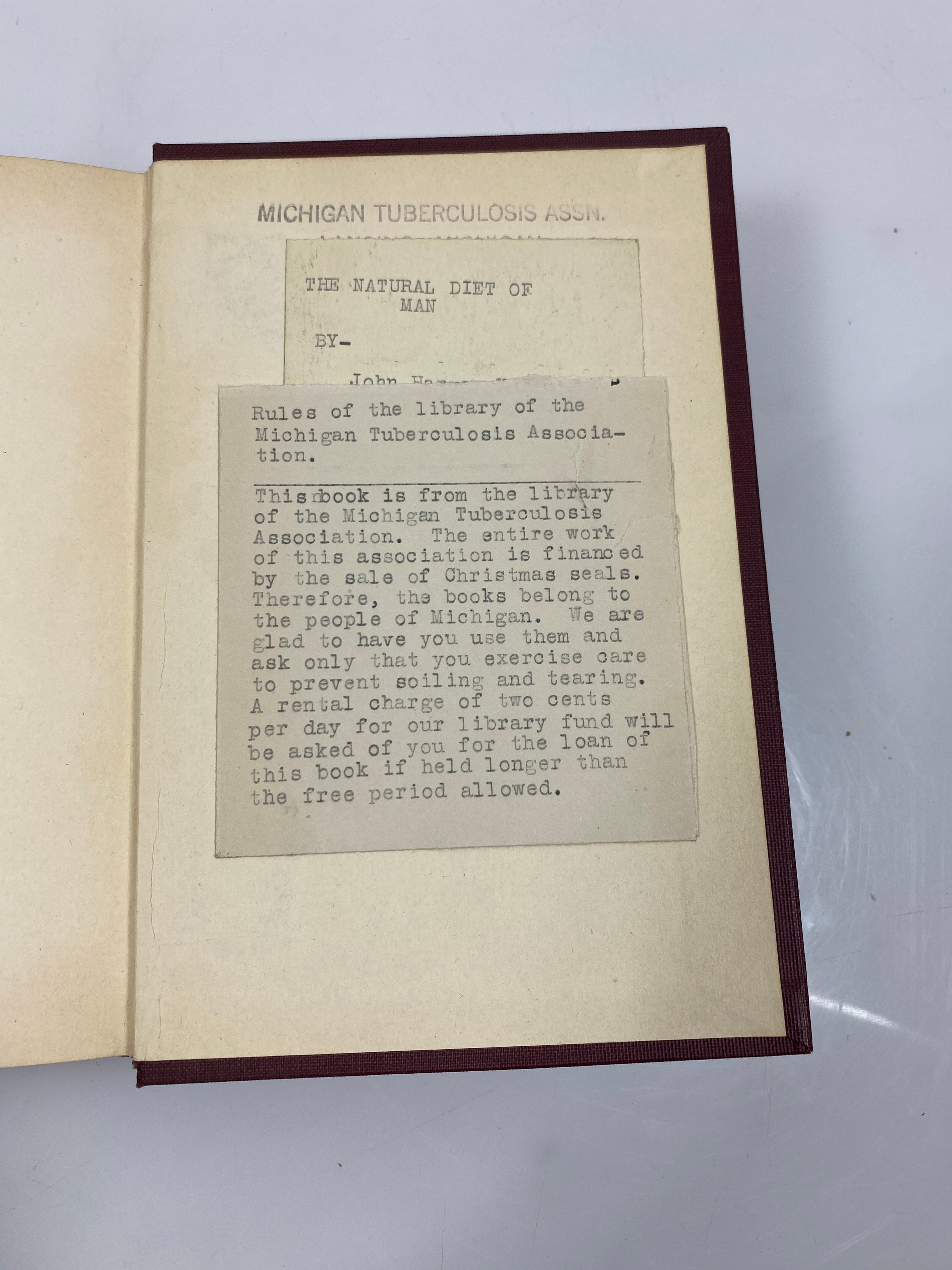 The Natural Diet of Man by Kellogg Ex-library 1923 HC